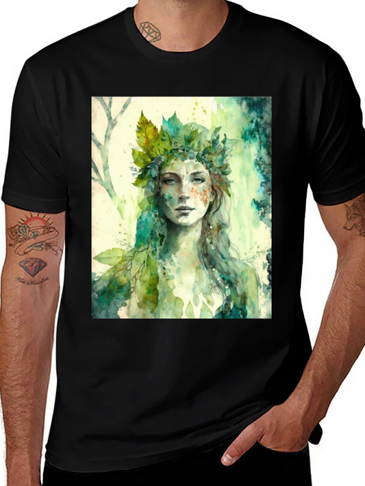 Nature Spirit Graphic Tee - Artistic Watercolor Design