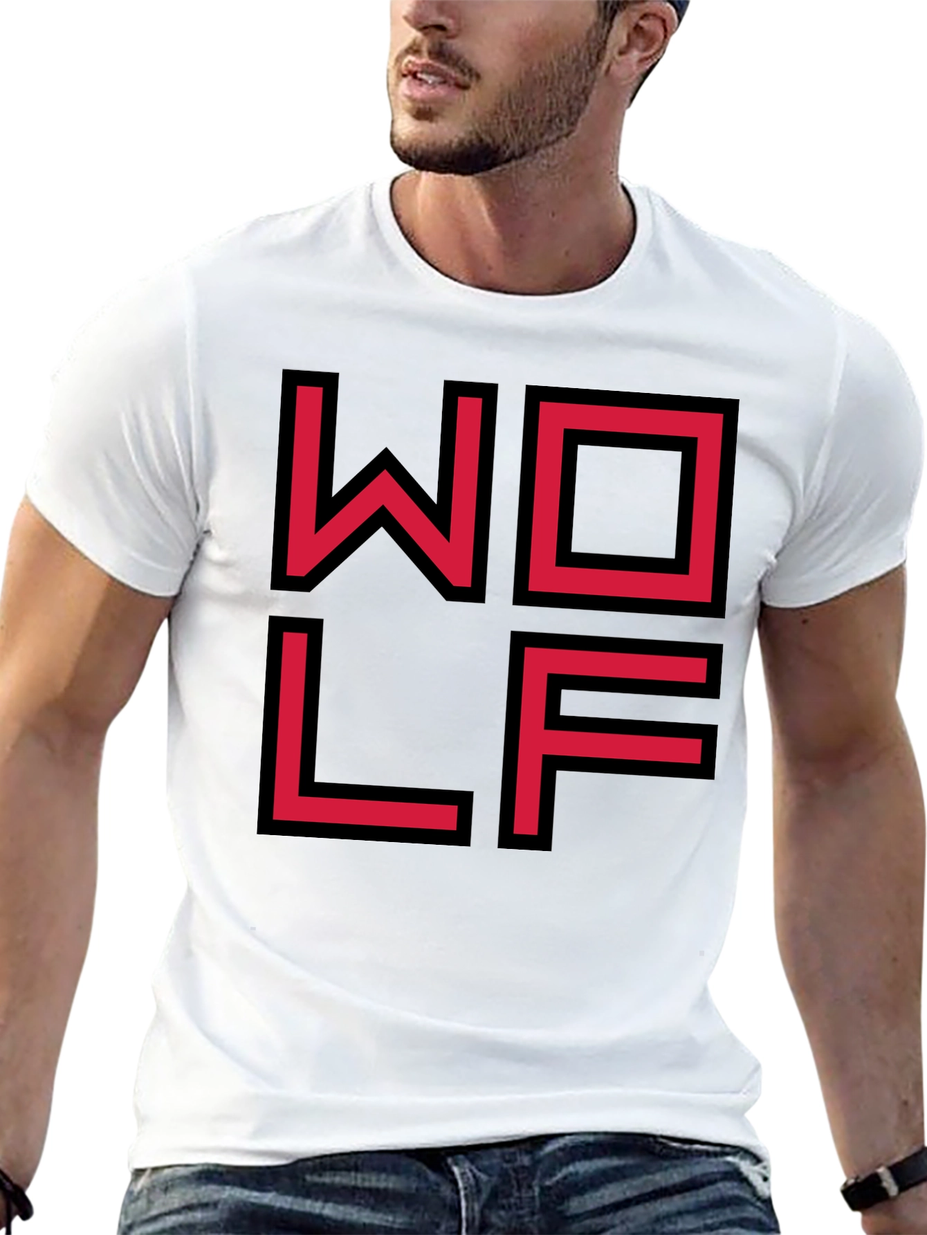 Geometric WOLF Graphic Tee - Modern Streetwear