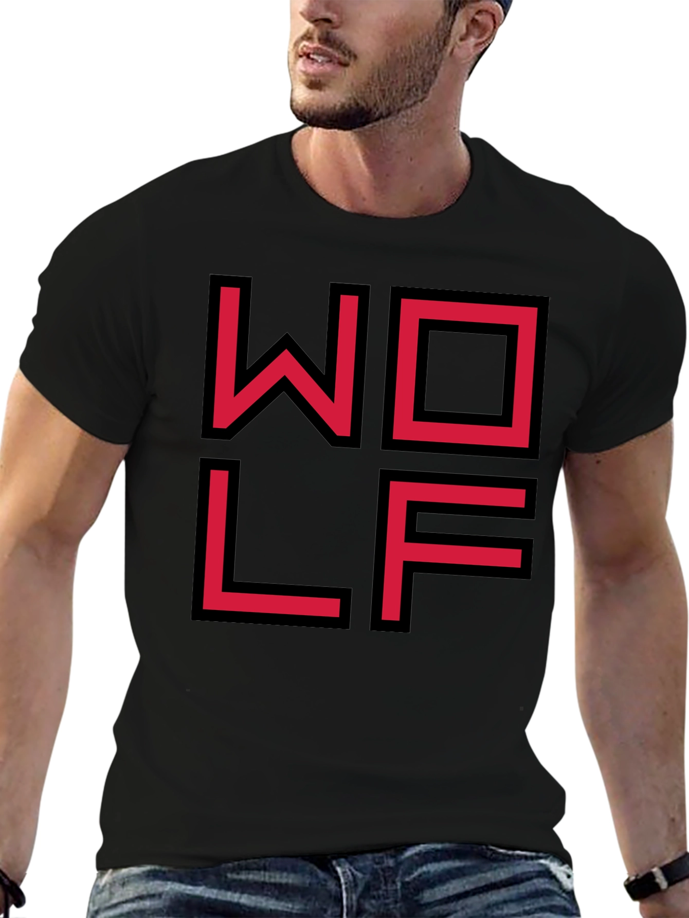 Geometric WOLF Graphic Tee - Modern Streetwear