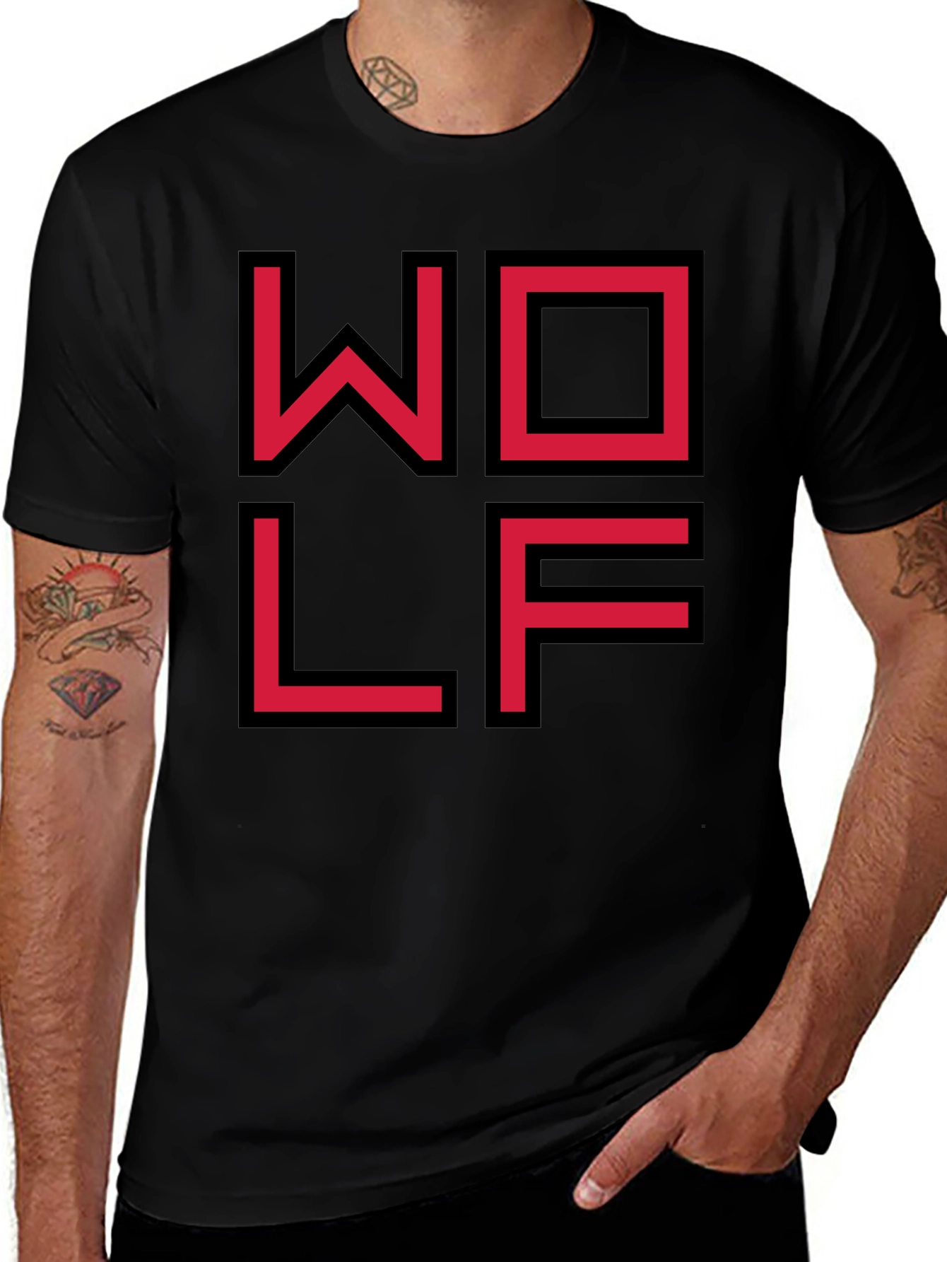Geometric WOLF Graphic Tee - Modern Streetwear
