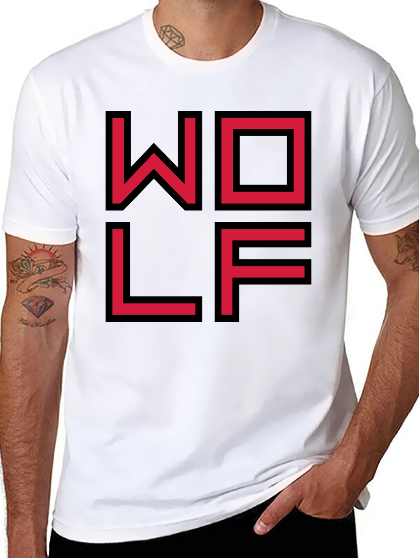 Geometric WOLF Graphic Tee - Modern Streetwear