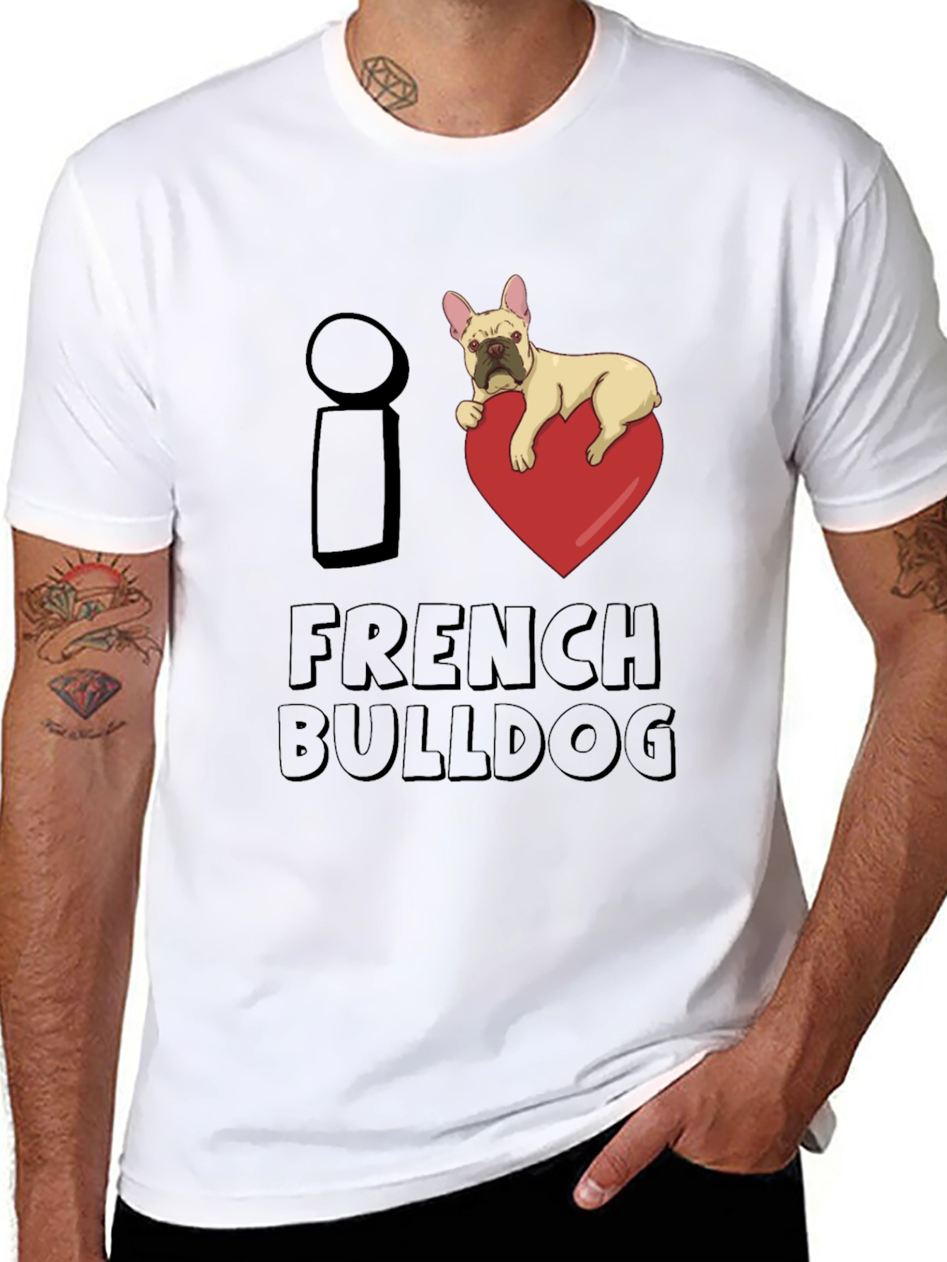 I Love French Bulldog Graphic T-Shirt