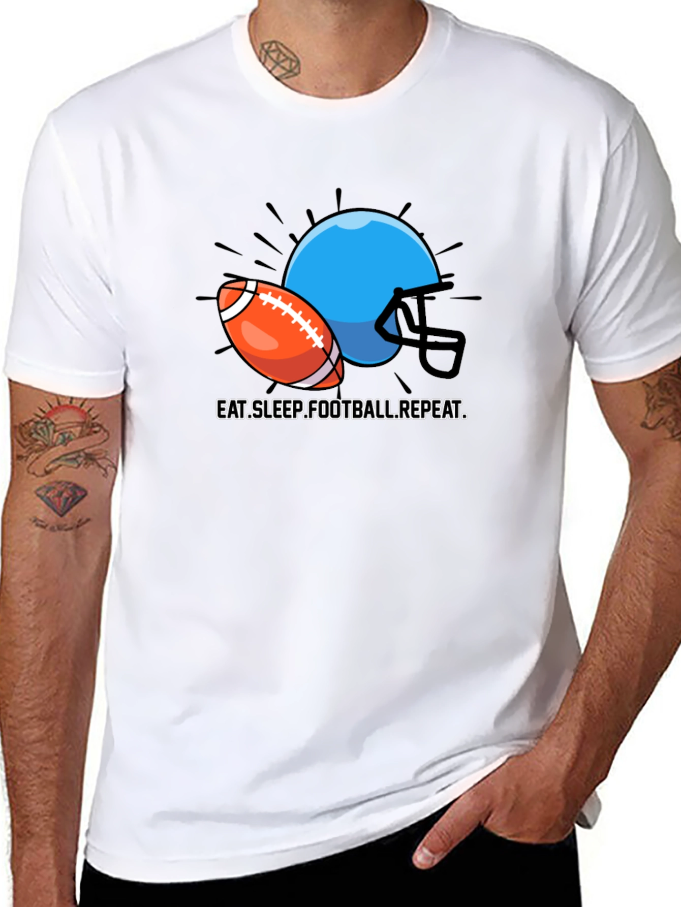 Eat Sleep Football Repeat Graphic T-Shirt