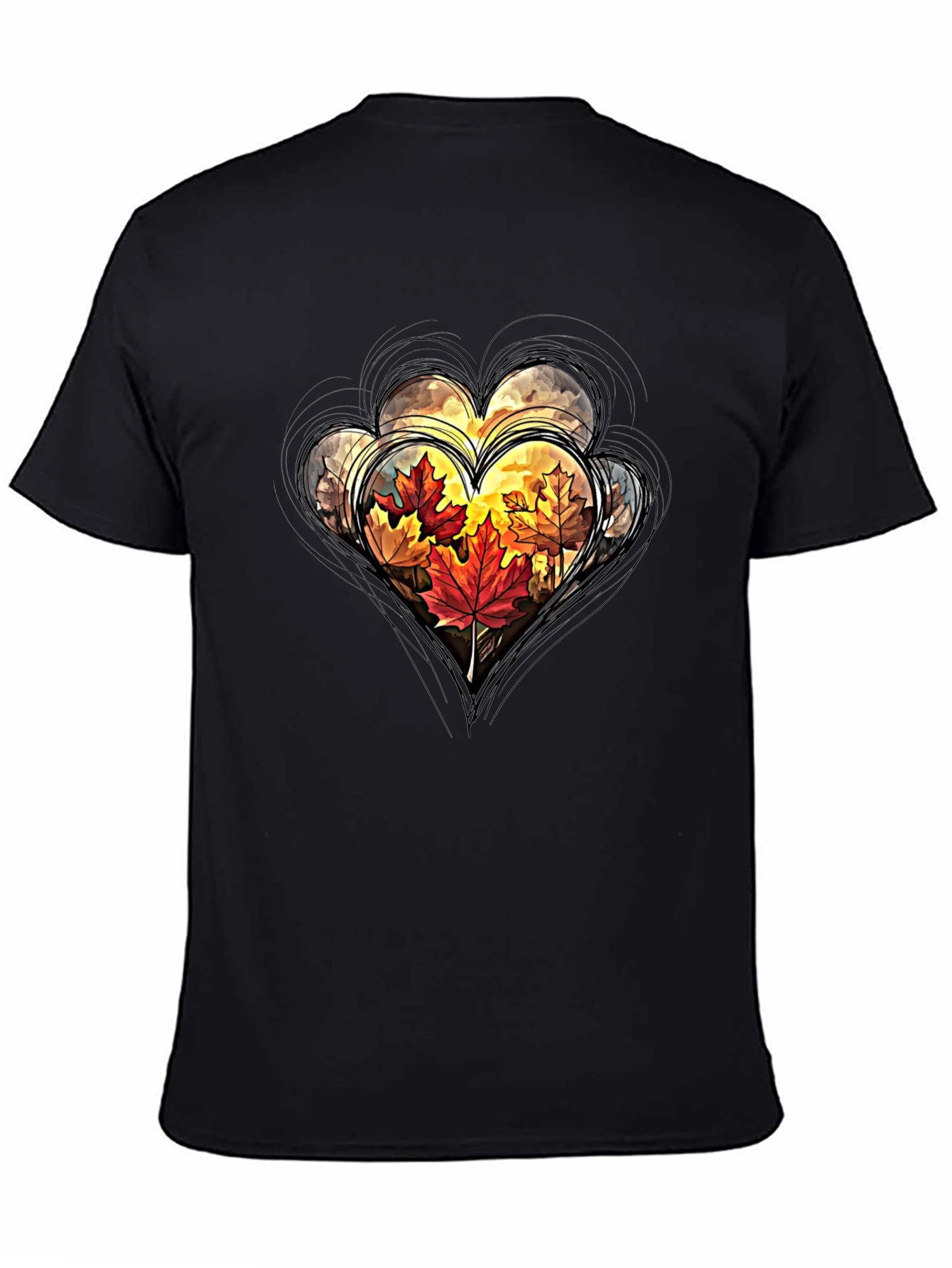 Autumn Leaves Heart Graphic Tee - Stylish Fall Apparel