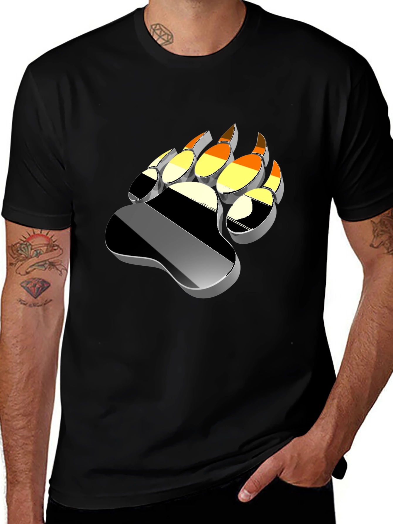 Bear Pride Paw Print Graphic Tee - Black