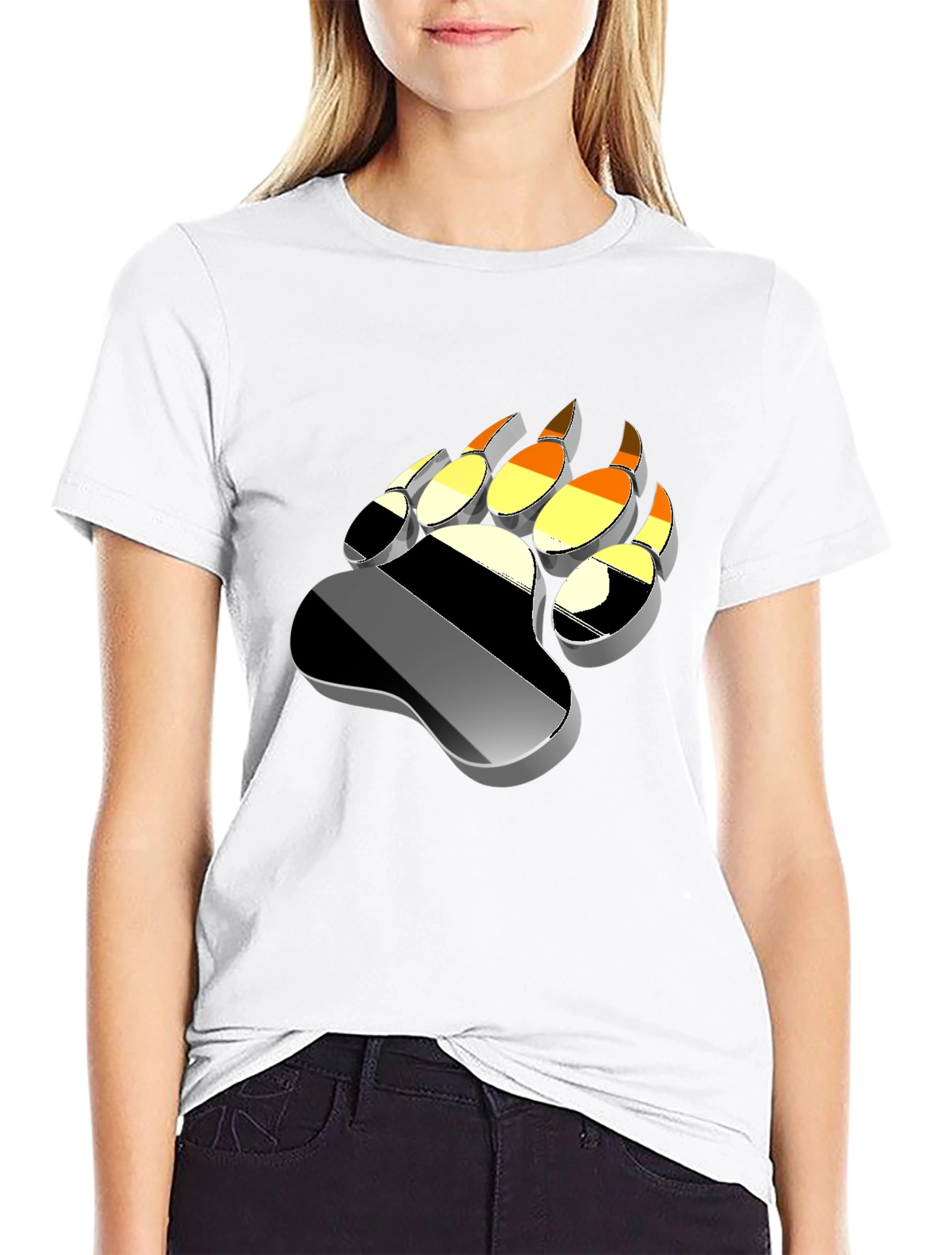 Bear Pride Paw Print Graphic Tee - Black