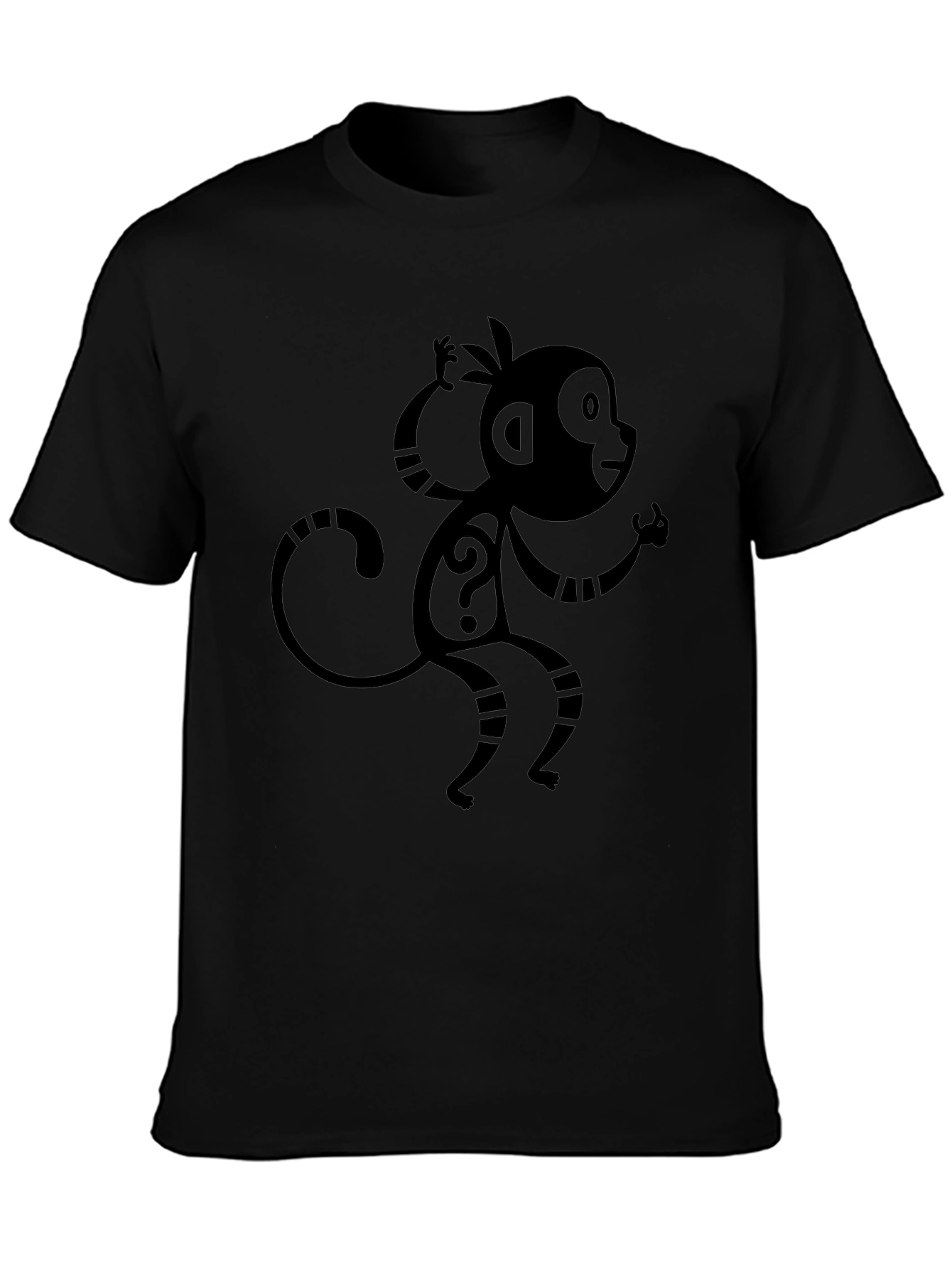 Monkey Question Mark Graphic Tee - Black