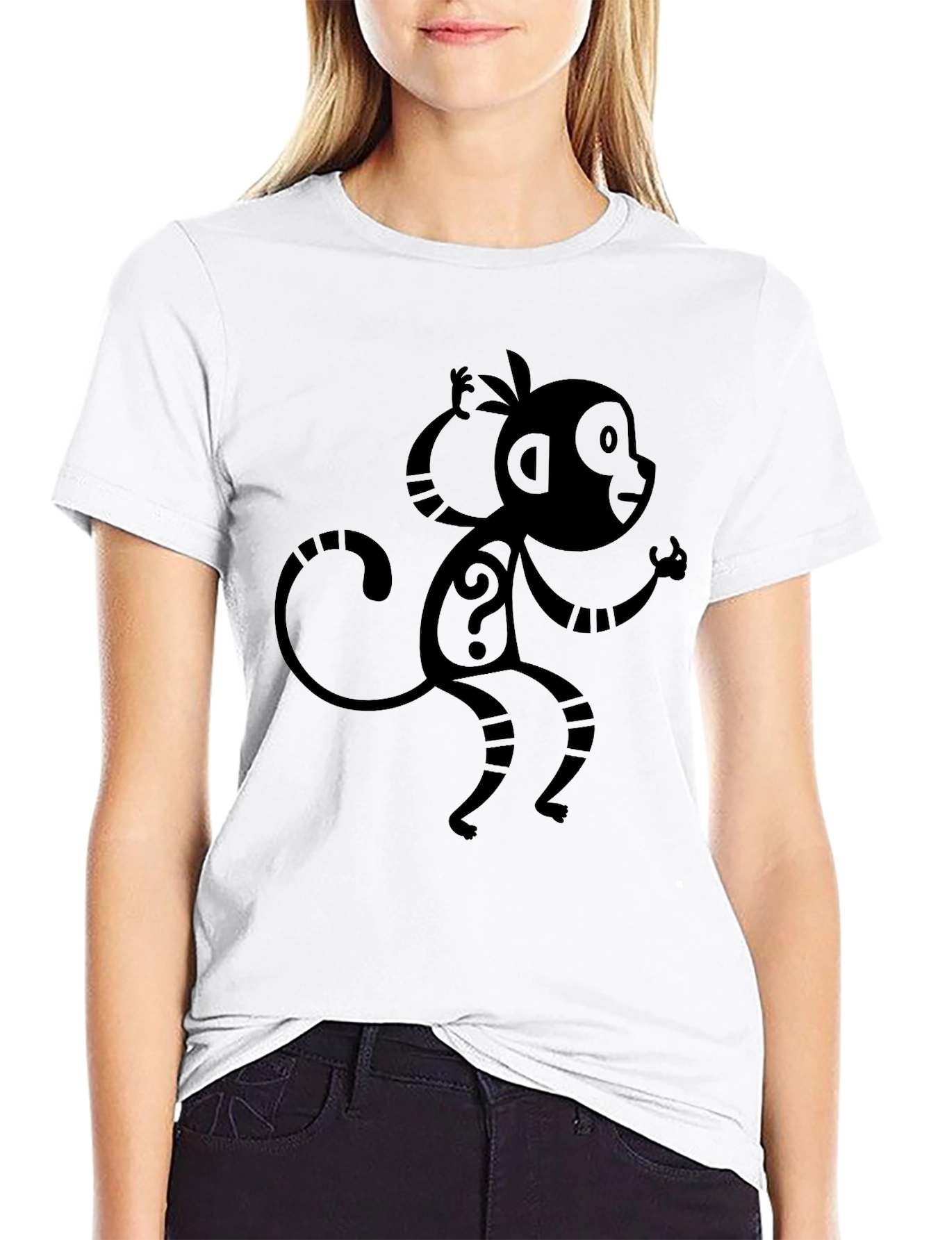 Monkey Question Mark Graphic Tee - Black