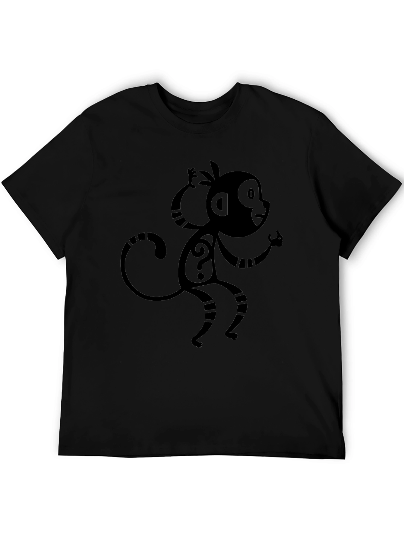 Monkey Question Mark Graphic Tee - Black