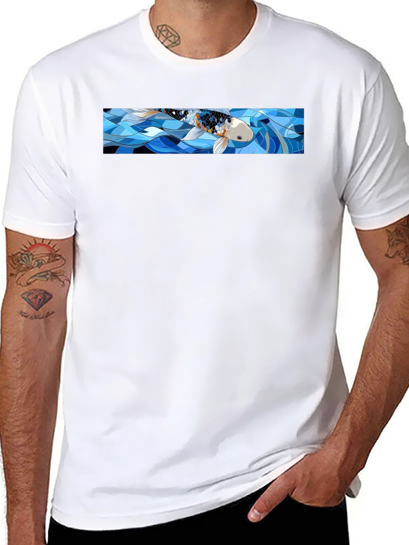 Koi Fish Graphic T-Shirt - Black Cotton Tee