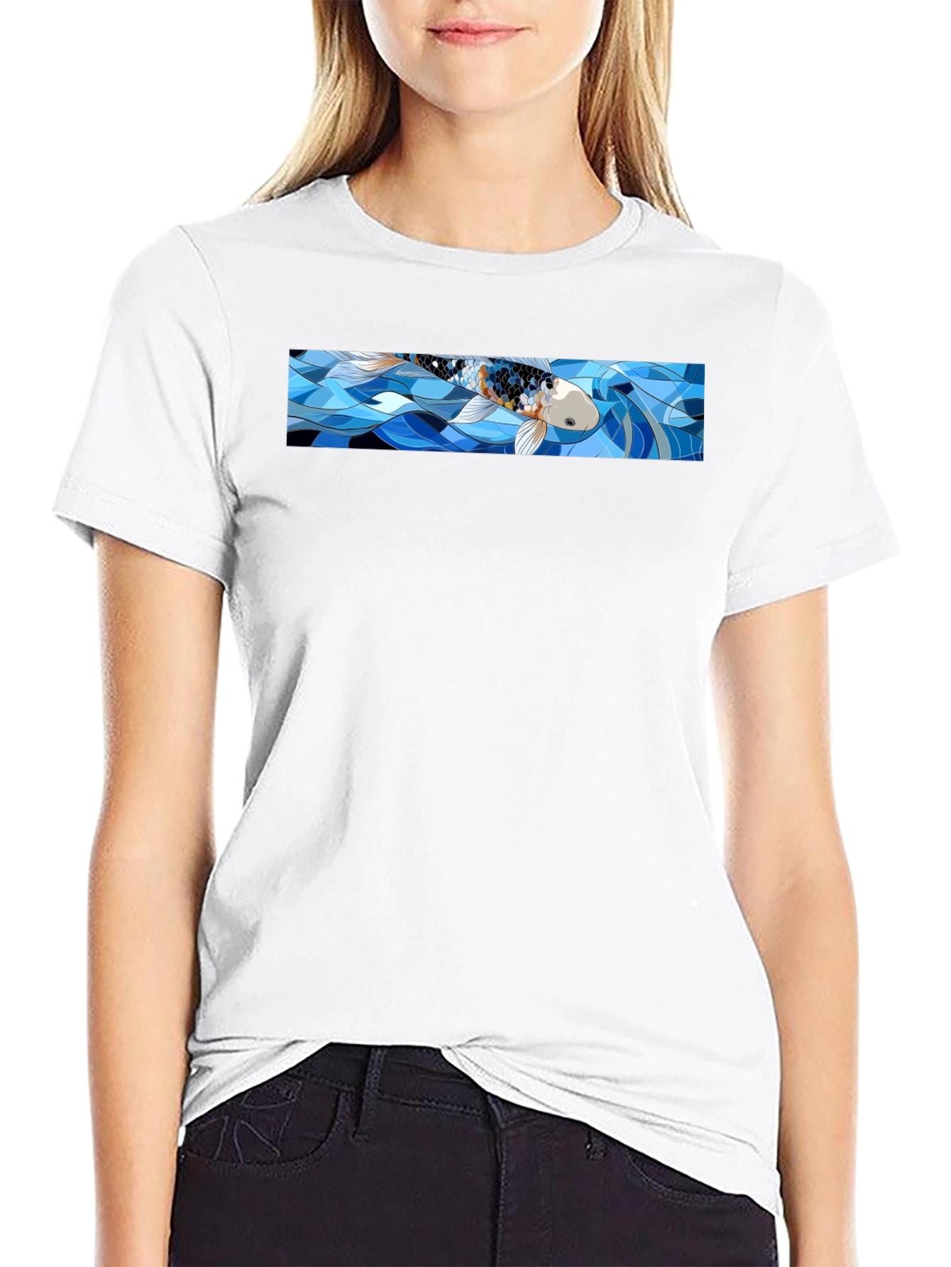 Koi Fish Graphic T-Shirt - Black Cotton Tee