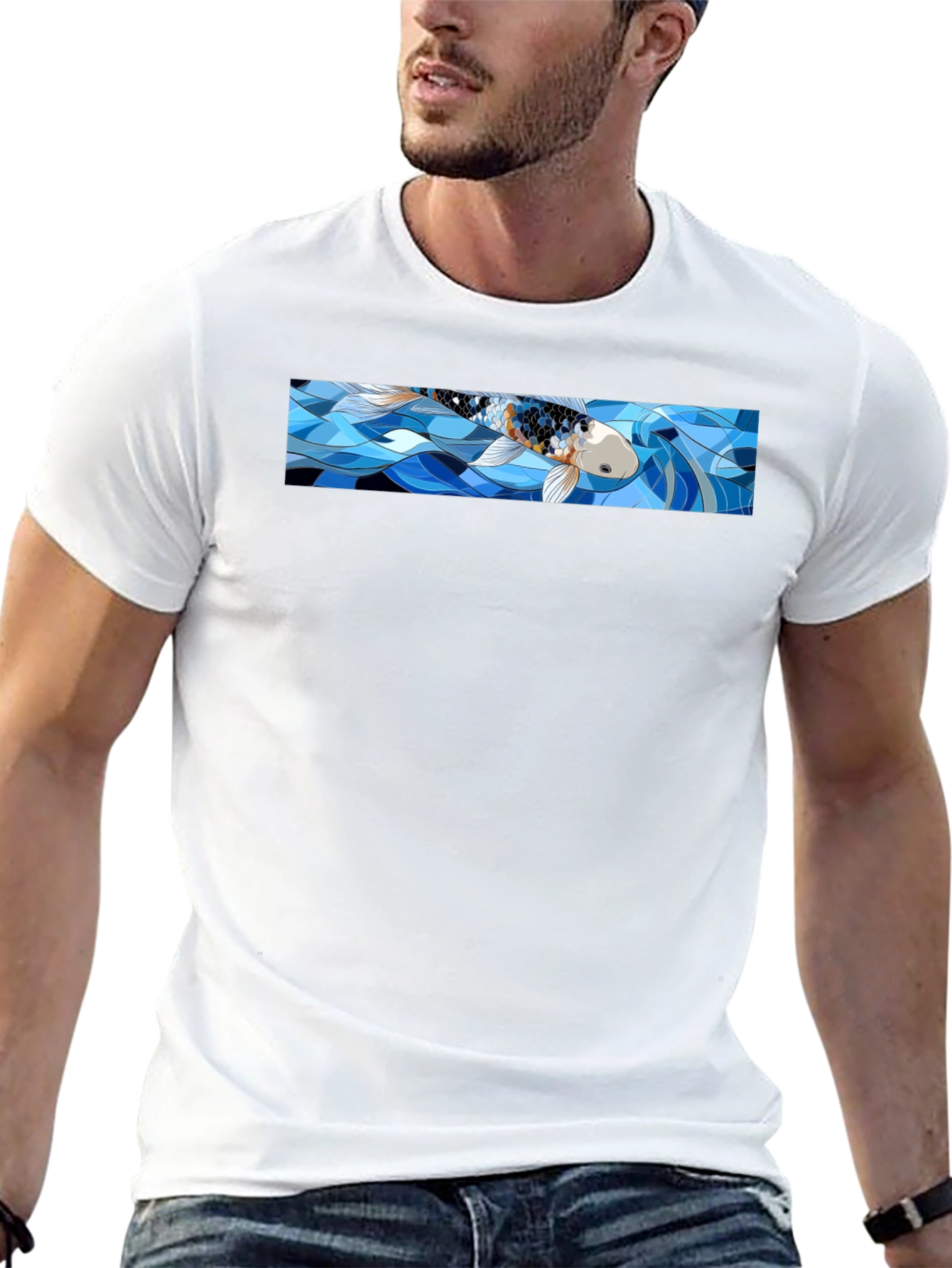 Koi Fish Graphic T-Shirt - Black Cotton Tee