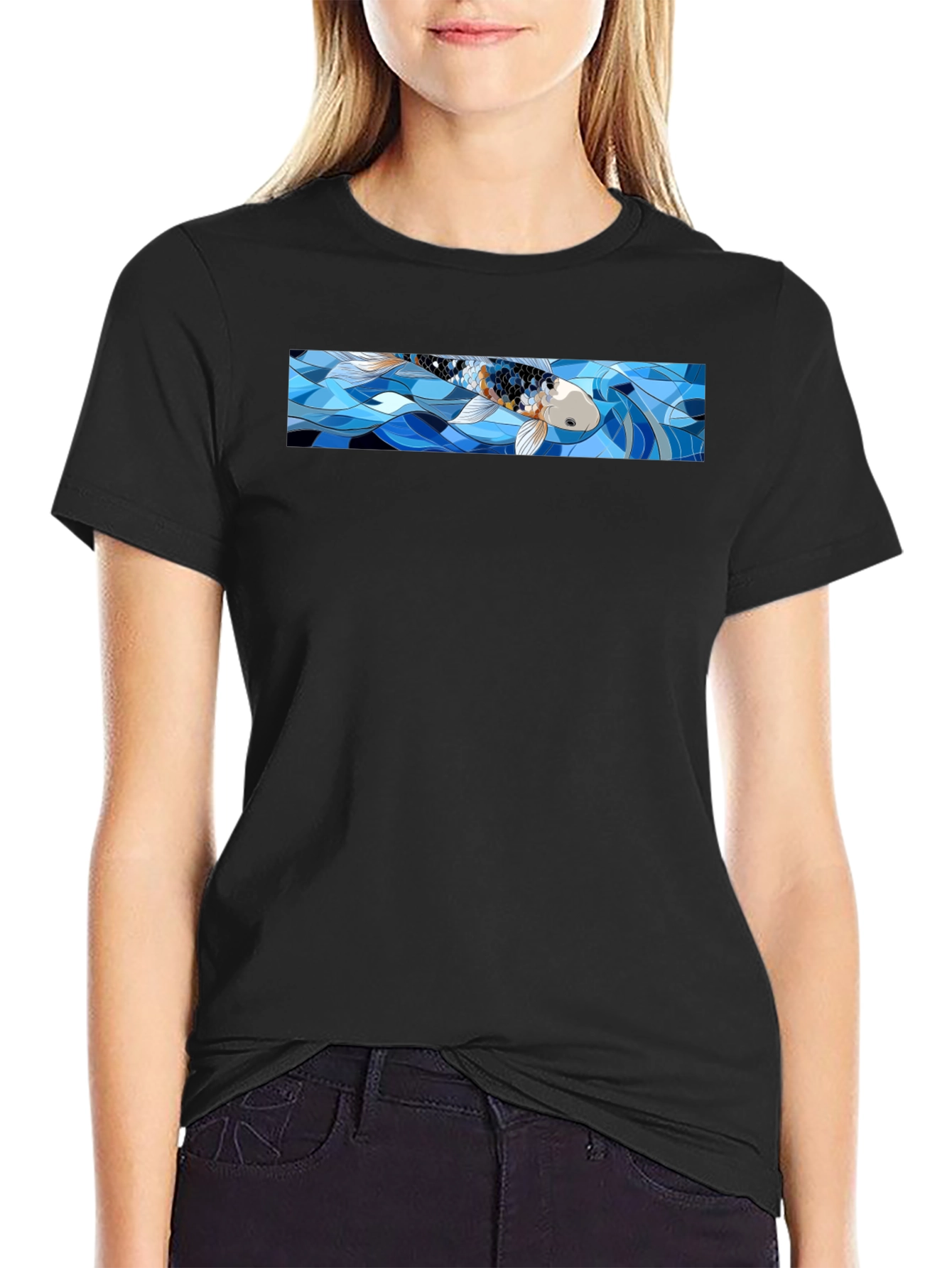 Koi Fish Graphic T-Shirt - Black Cotton Tee