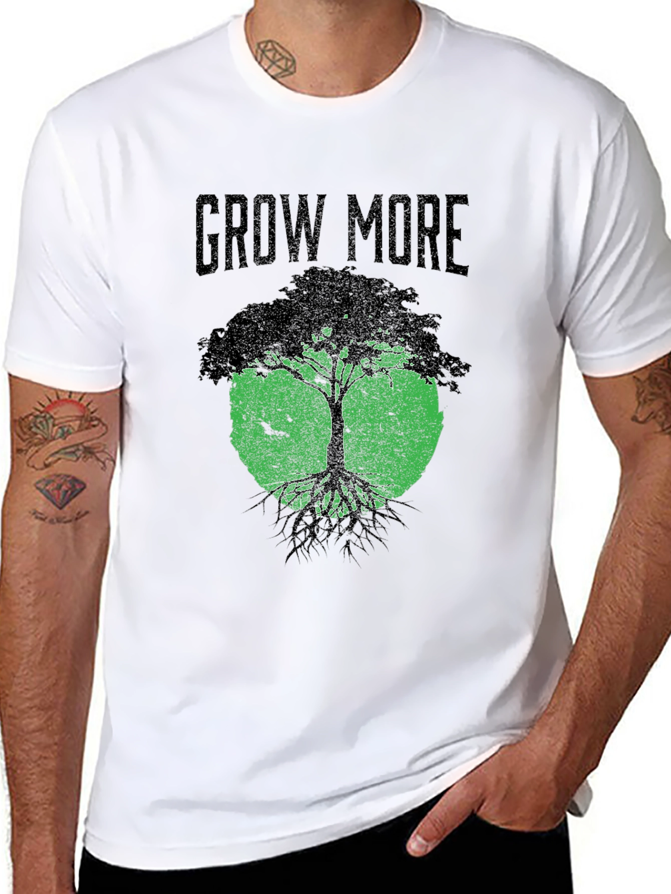 Grow More Tree Graphic T-Shirt - Black