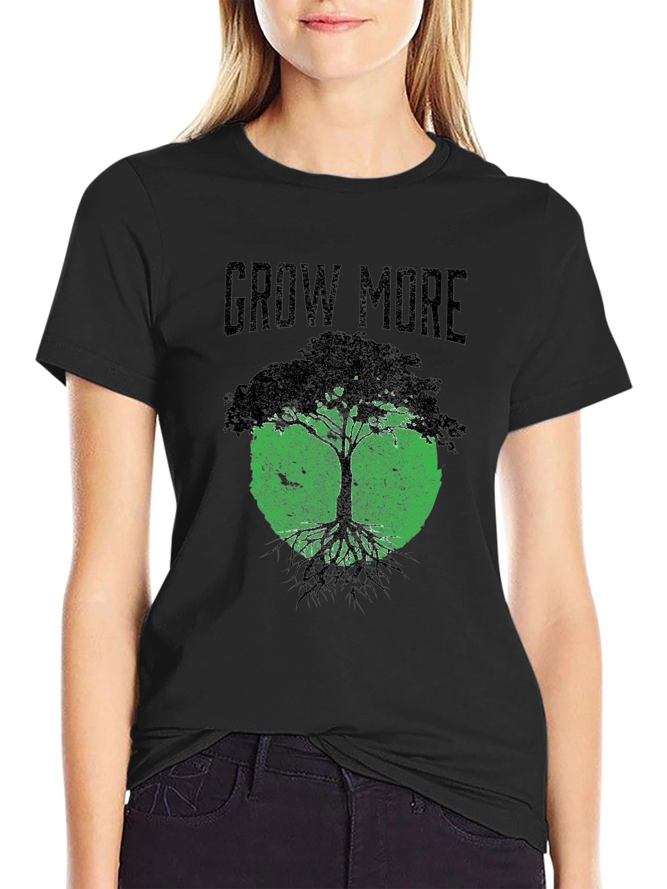 Grow More Tree Graphic T-Shirt - Black