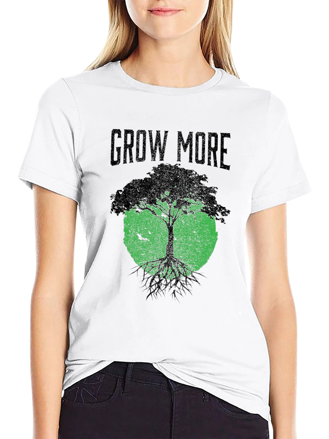 Grow More Tree Graphic T-Shirt - Black