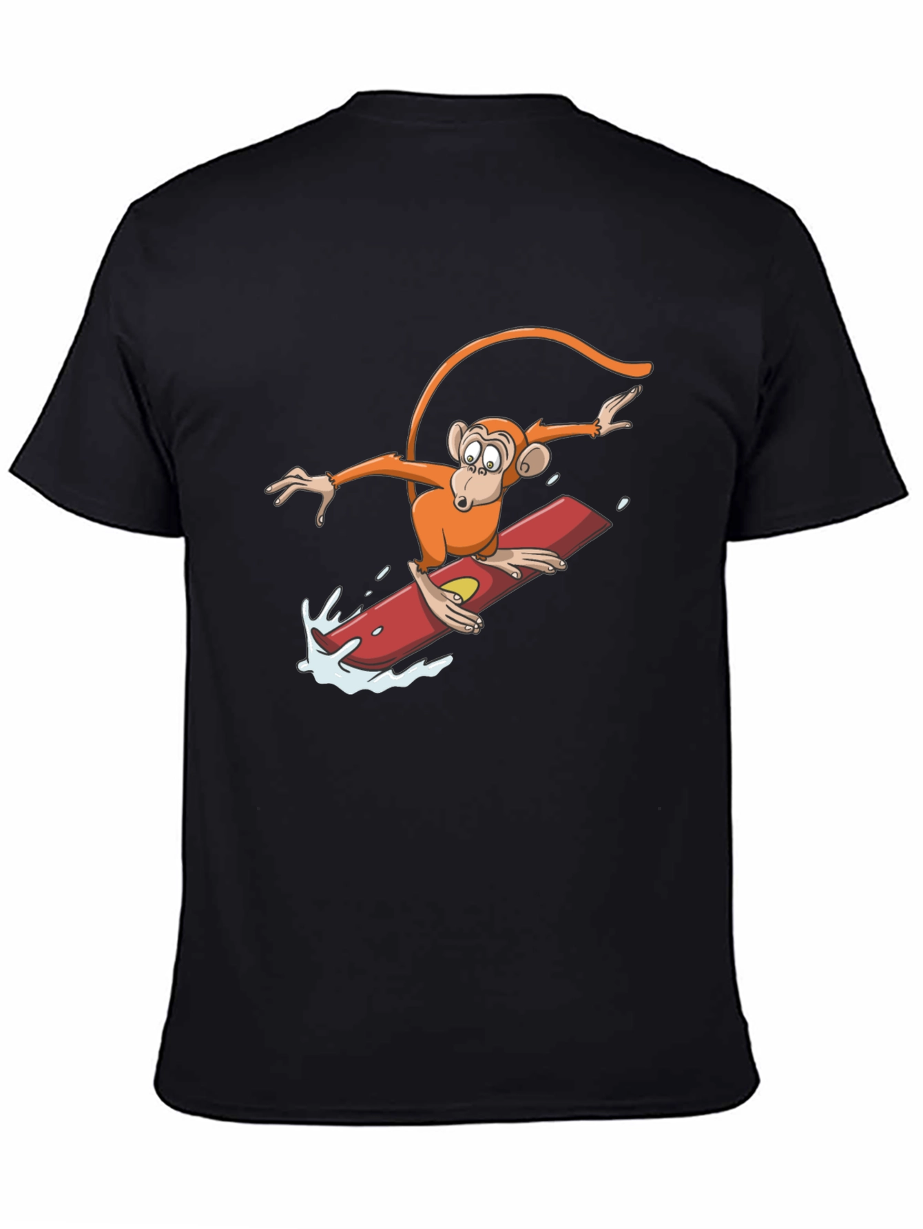 Surfing Monkey Graphic Tee - Black Cotton T-Shirt
