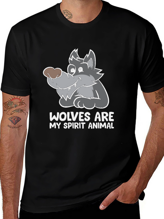 Wolves Are My Spirit Animal Graphic Tee - Black
