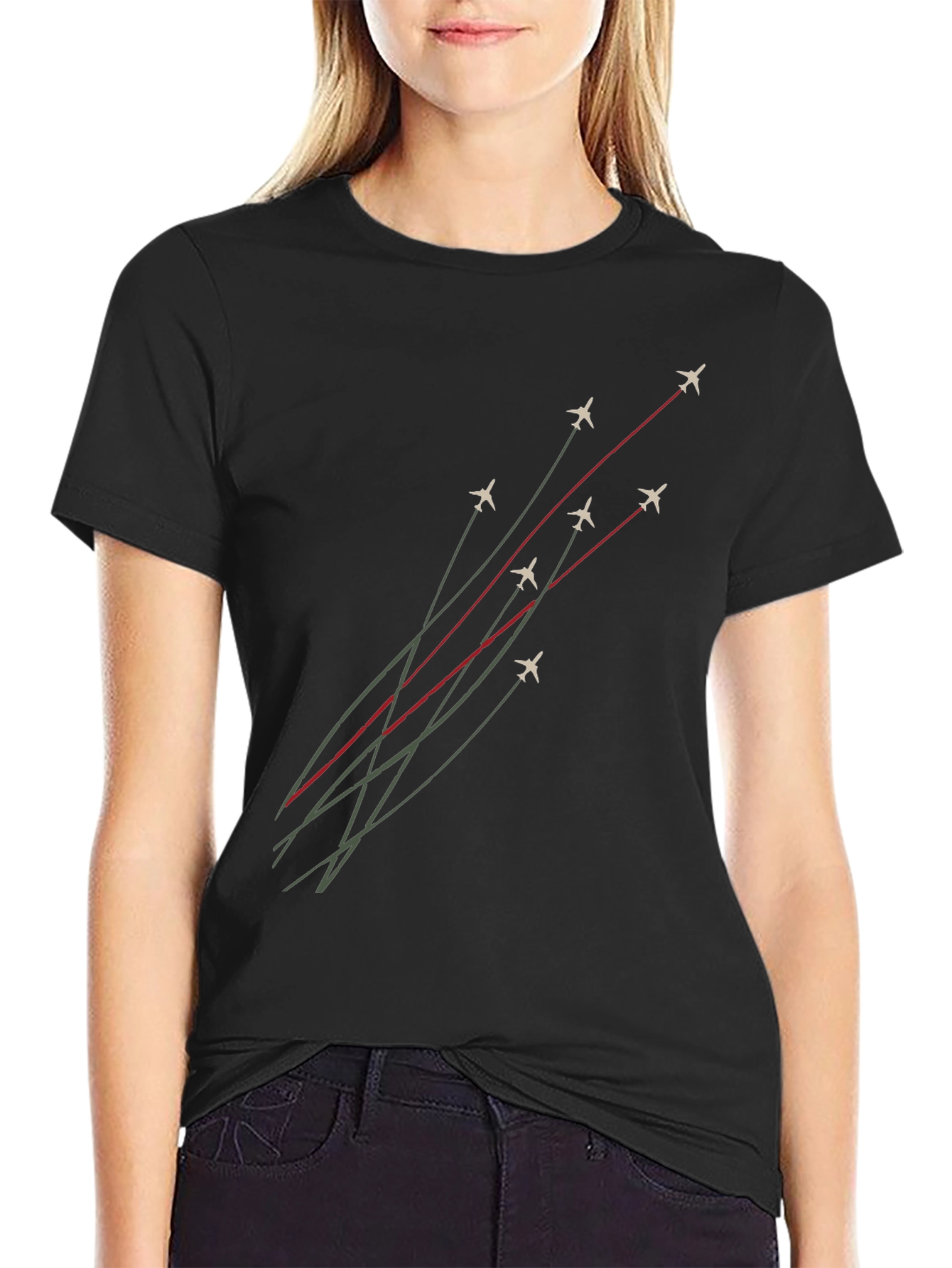 Jet Formation Graphic Tee - Black Cotton T-Shirt