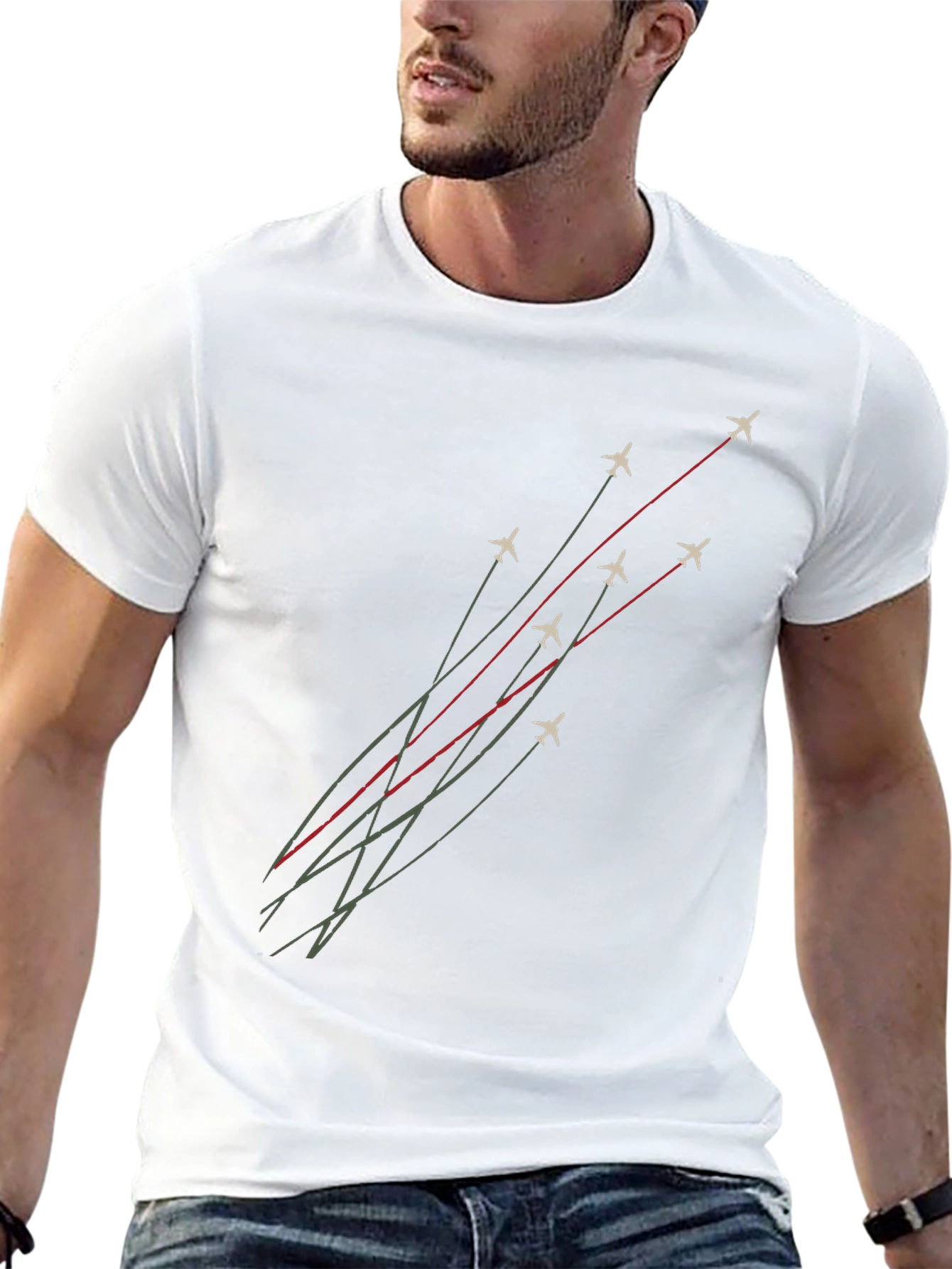 Jet Formation Graphic Tee - Black Cotton T-Shirt