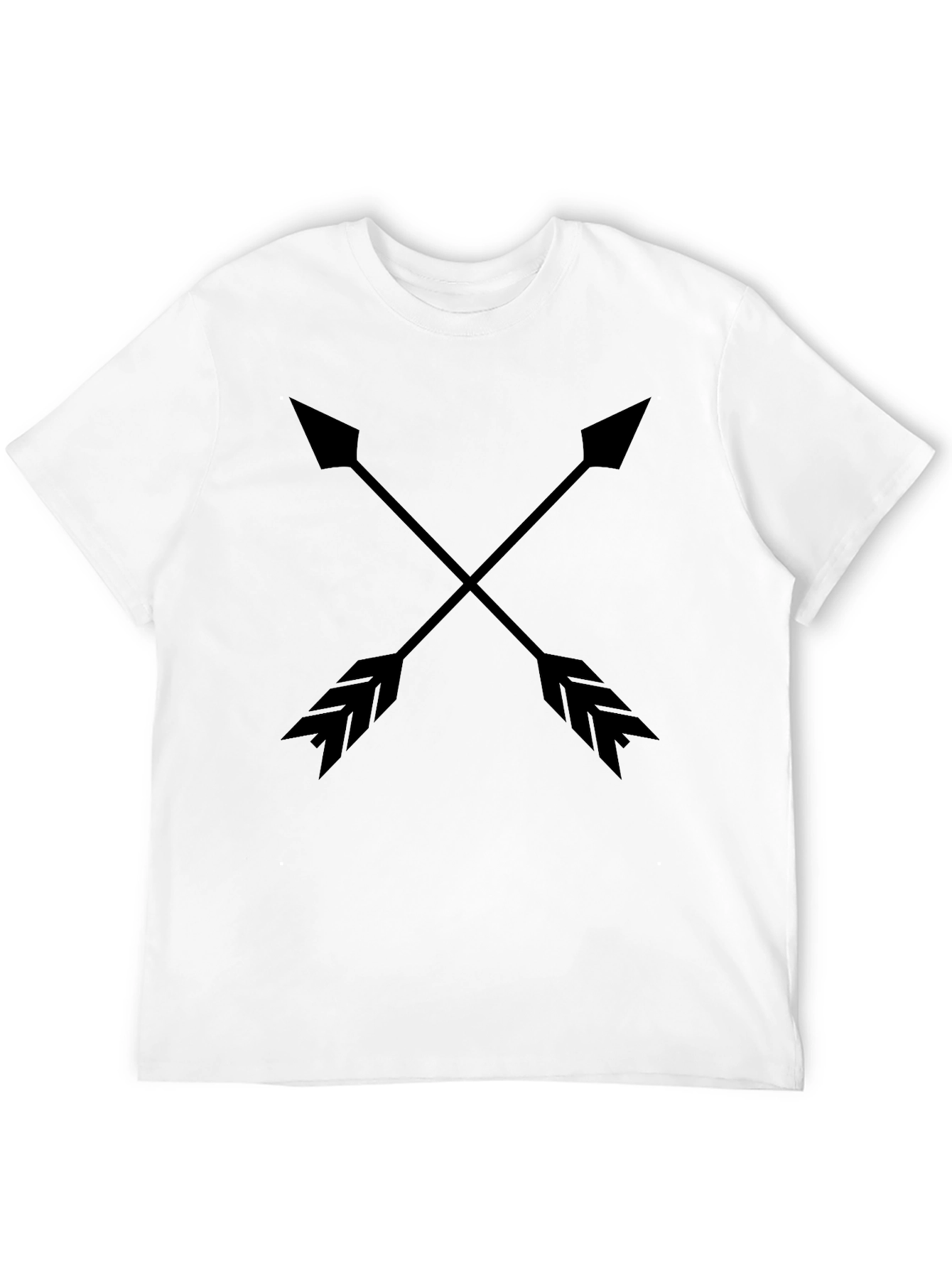 Mens Black Arrow Graphic Tee - Casual Crew Neck