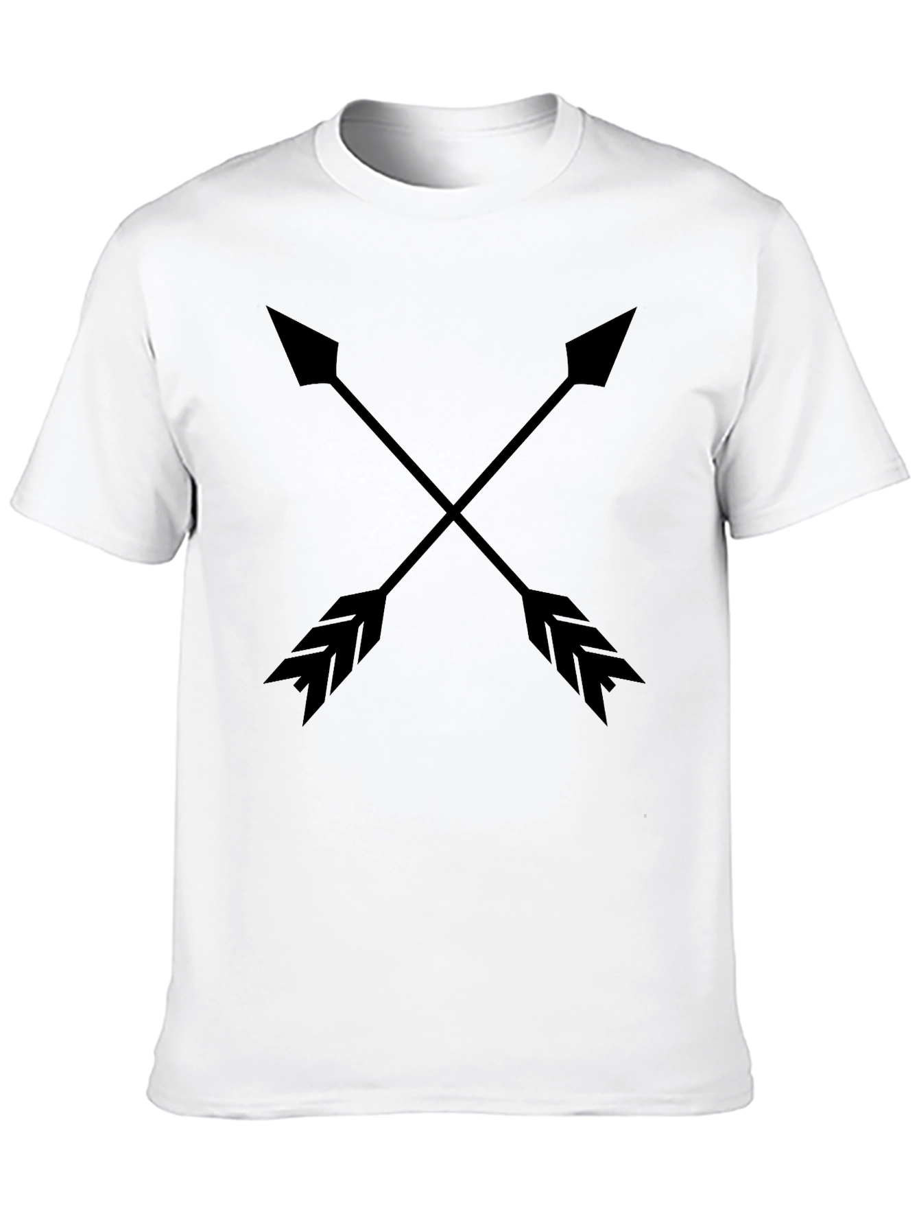 Mens Black Arrow Graphic Tee - Casual Crew Neck