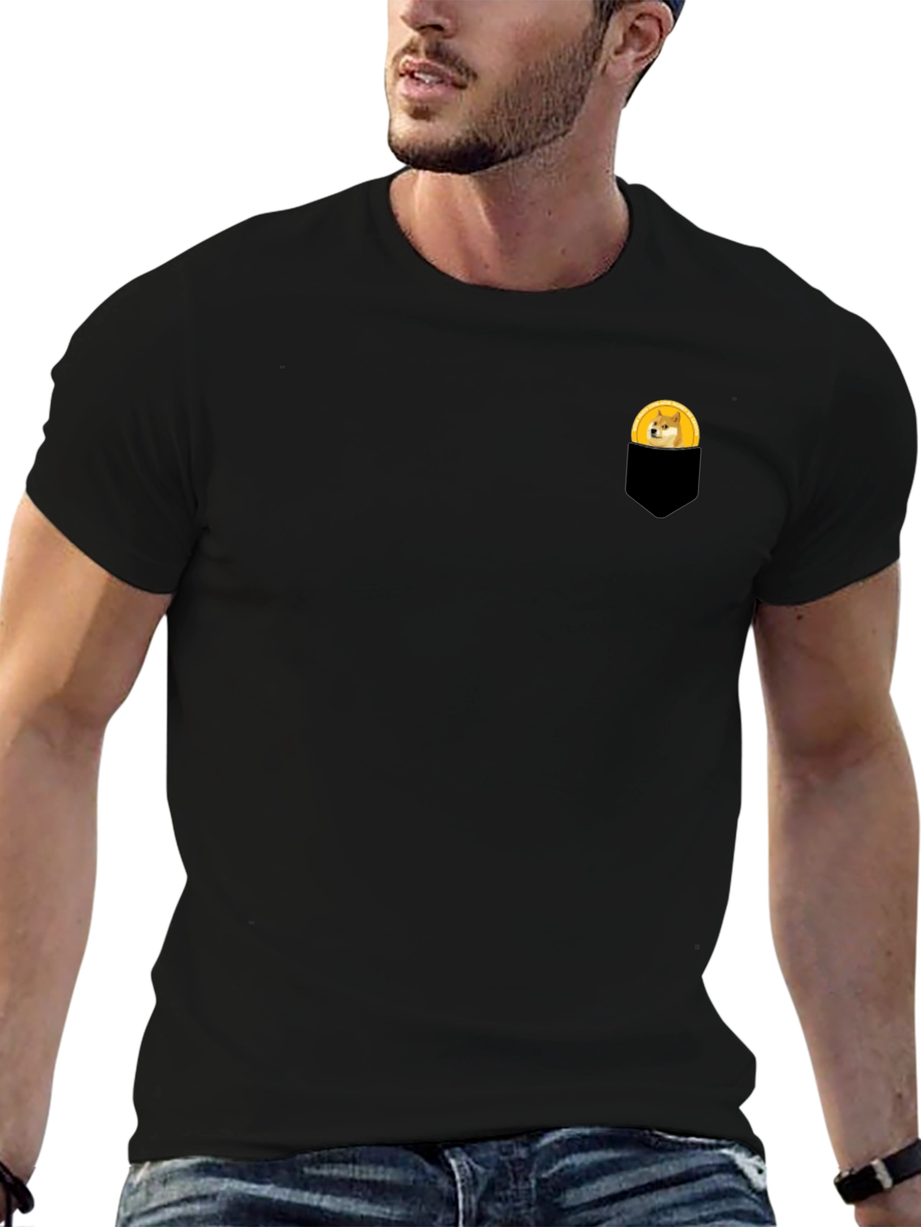 Doge in Pocket T-Shirt - Black