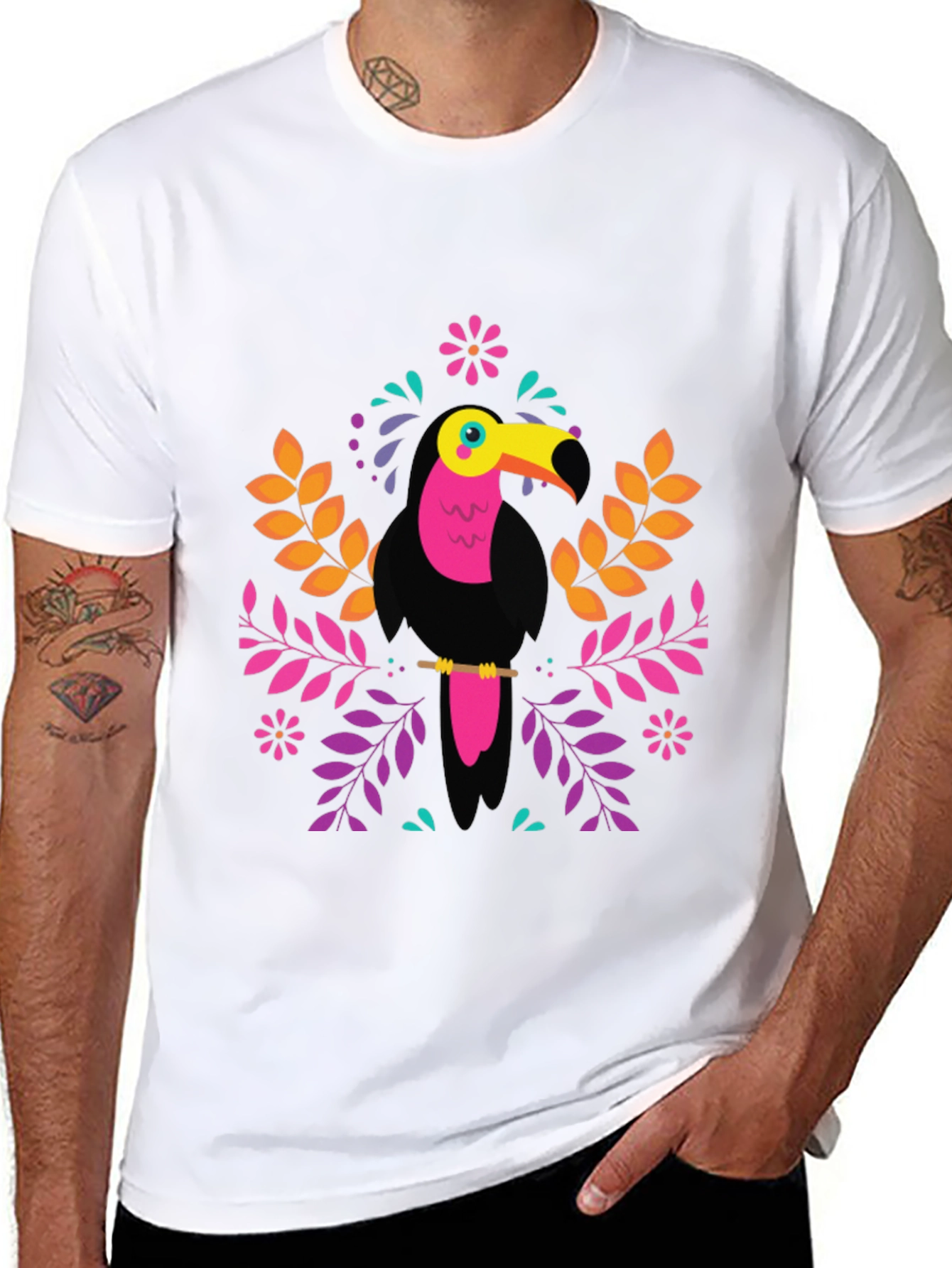 Tropical Toucan Graphic Tee - Vibrant Bird Design