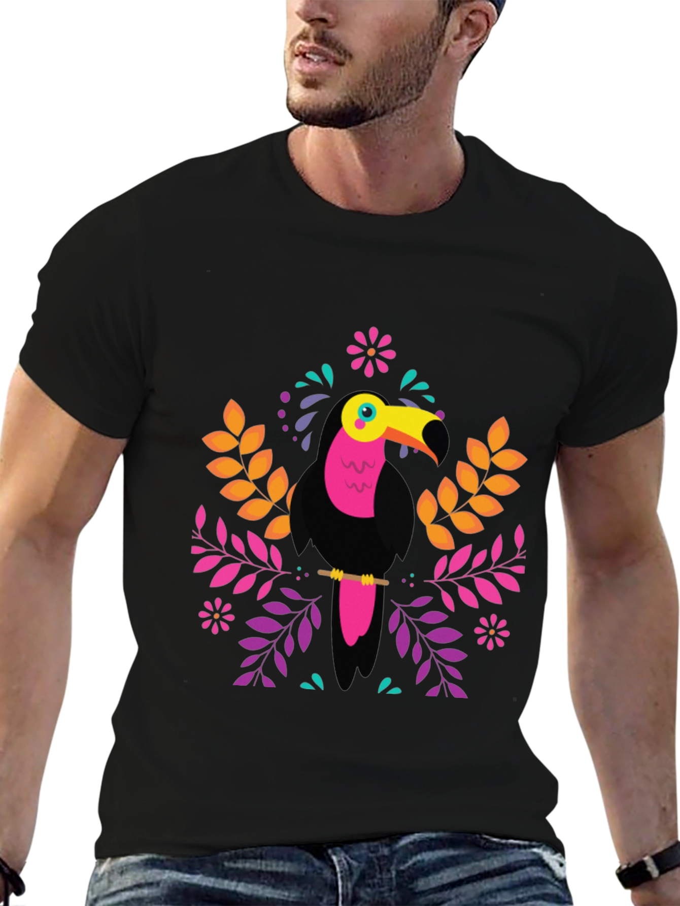 Tropical Toucan Graphic Tee - Vibrant Bird Design