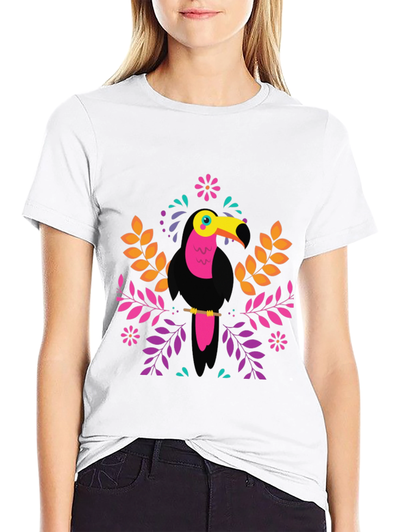 Tropical Toucan Graphic Tee - Vibrant Bird Design
