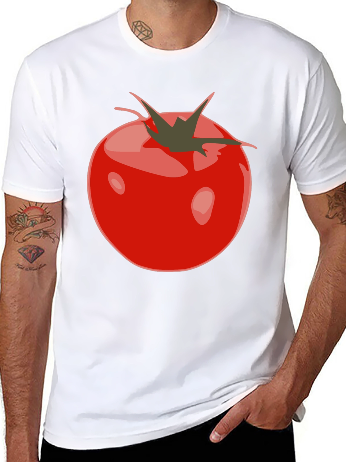 Tomato Graphic Black T-Shirt - Fresh & Fun