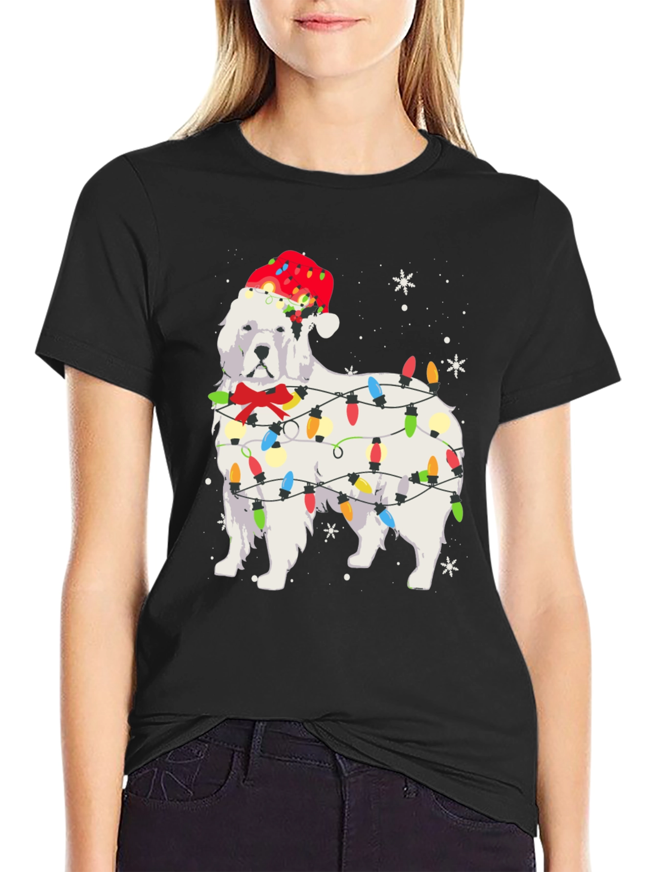 Festive Dog Christmas Lights T-Shirt