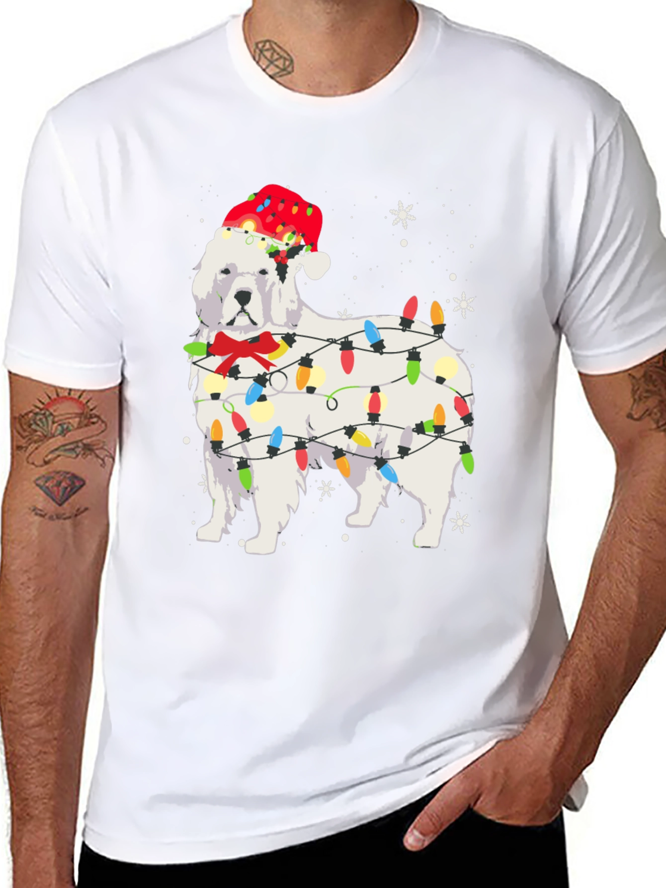 Festive Dog Christmas Lights T-Shirt