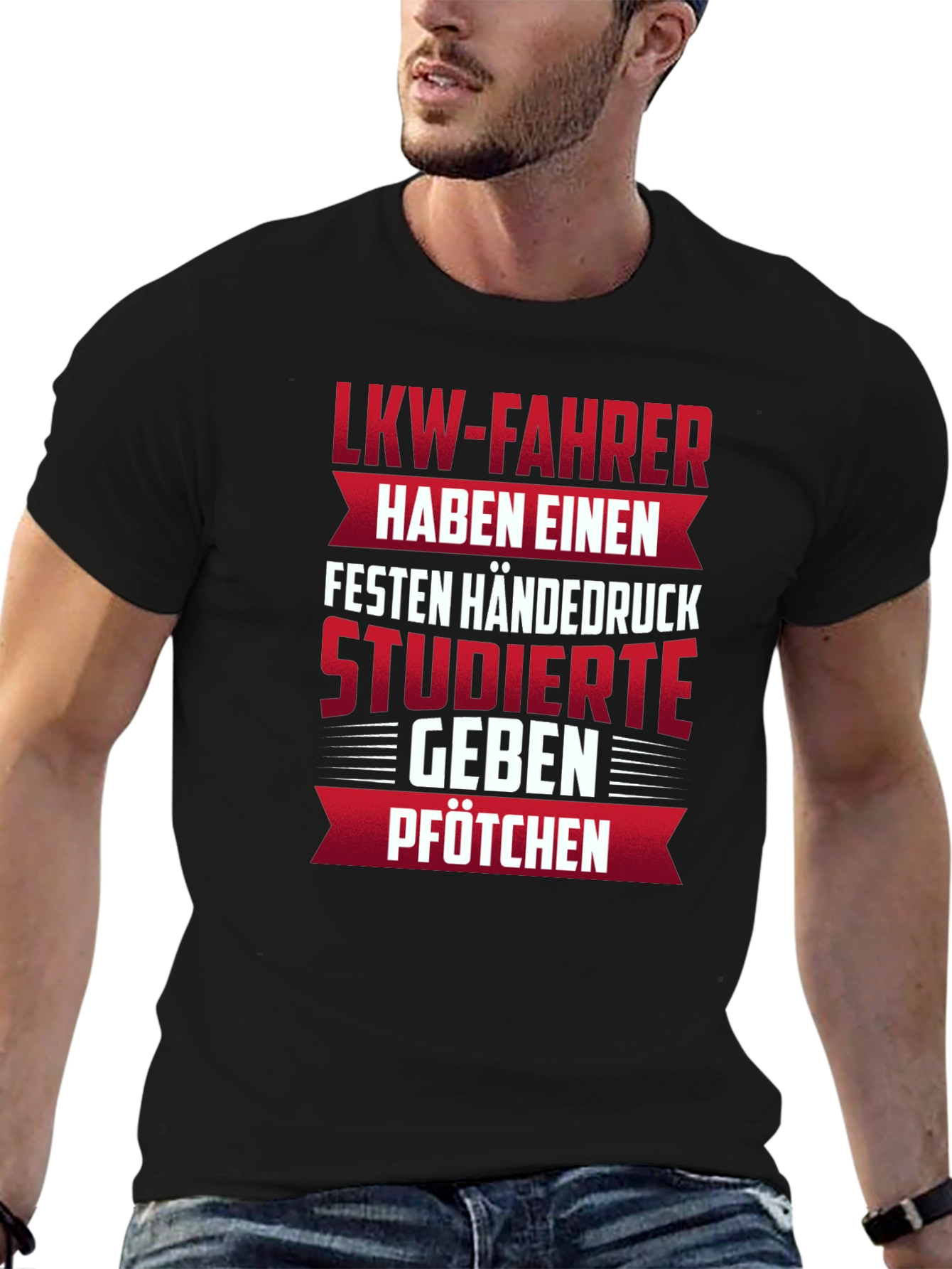 LKW-Fahrer Truck Driver Printed Black T-Shirt