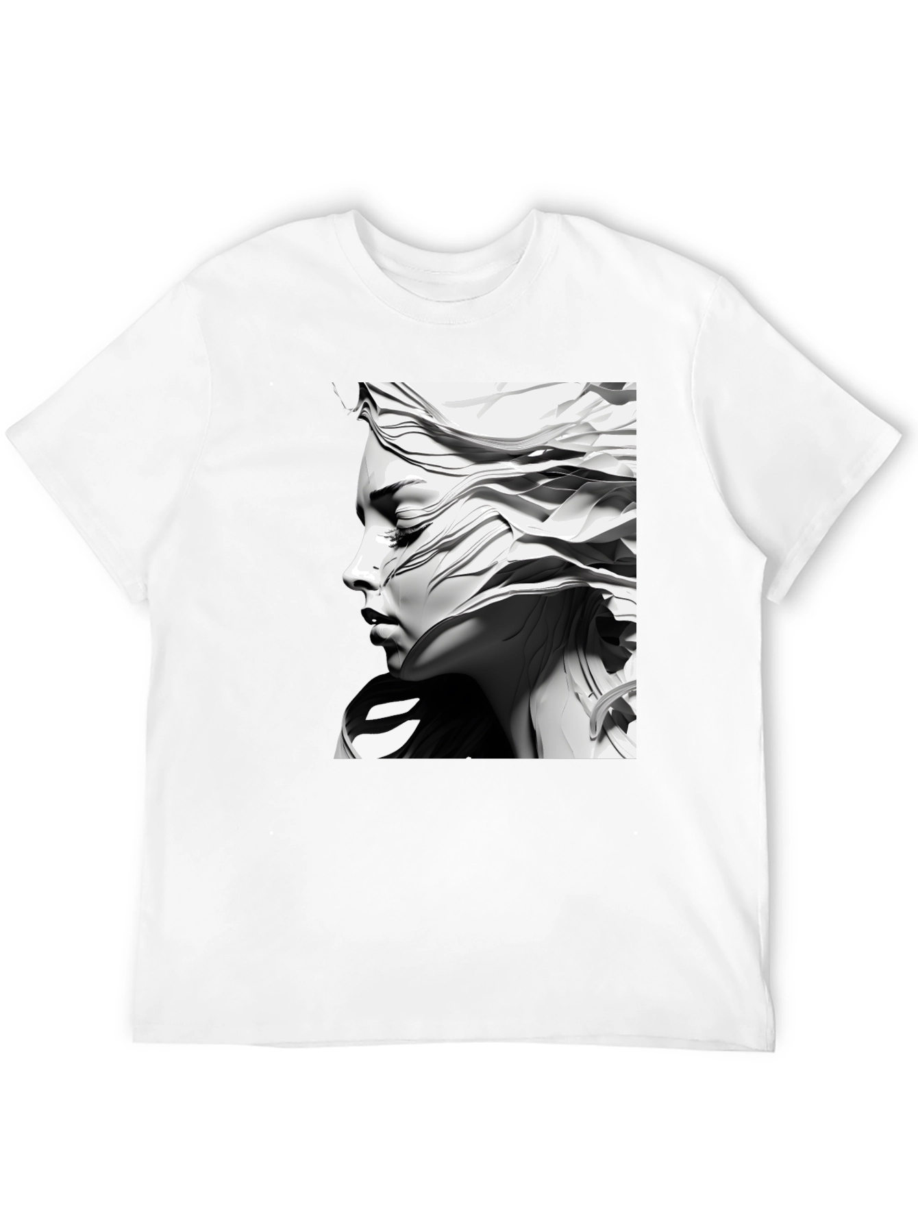 Artistic Woman Graphic Tee - Black Cotton Comfort