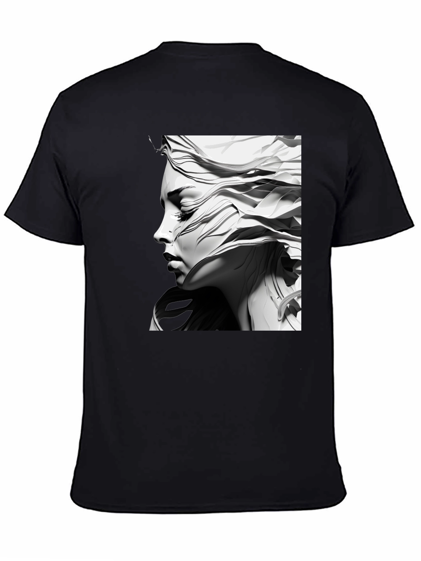 Artistic Woman Graphic Tee - Black Cotton Comfort