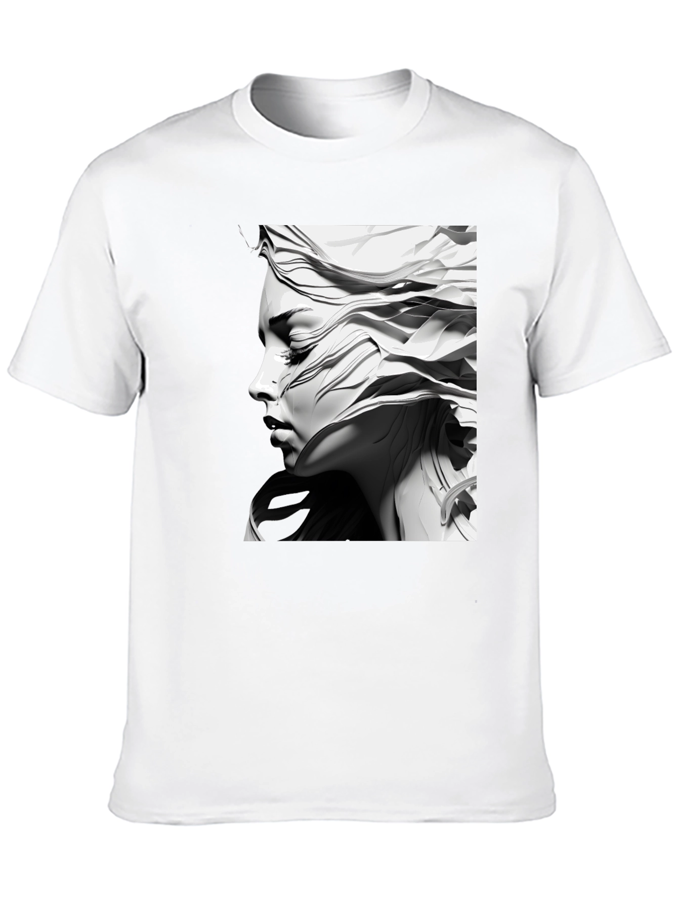 Artistic Woman Graphic Tee - Black Cotton Comfort