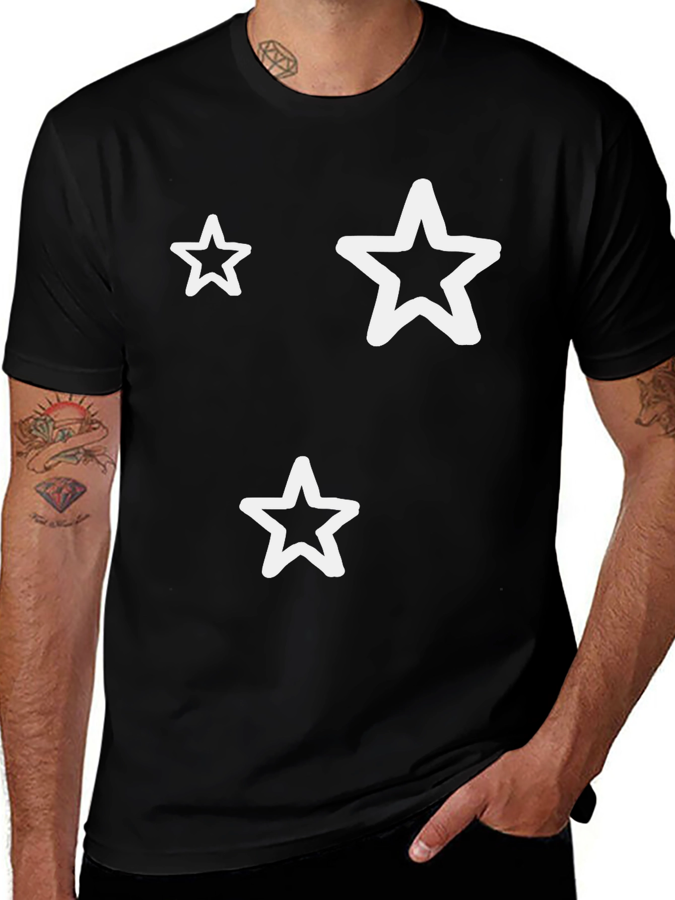 Star Outline Black T-Shirt - Stylish Graphic Tee