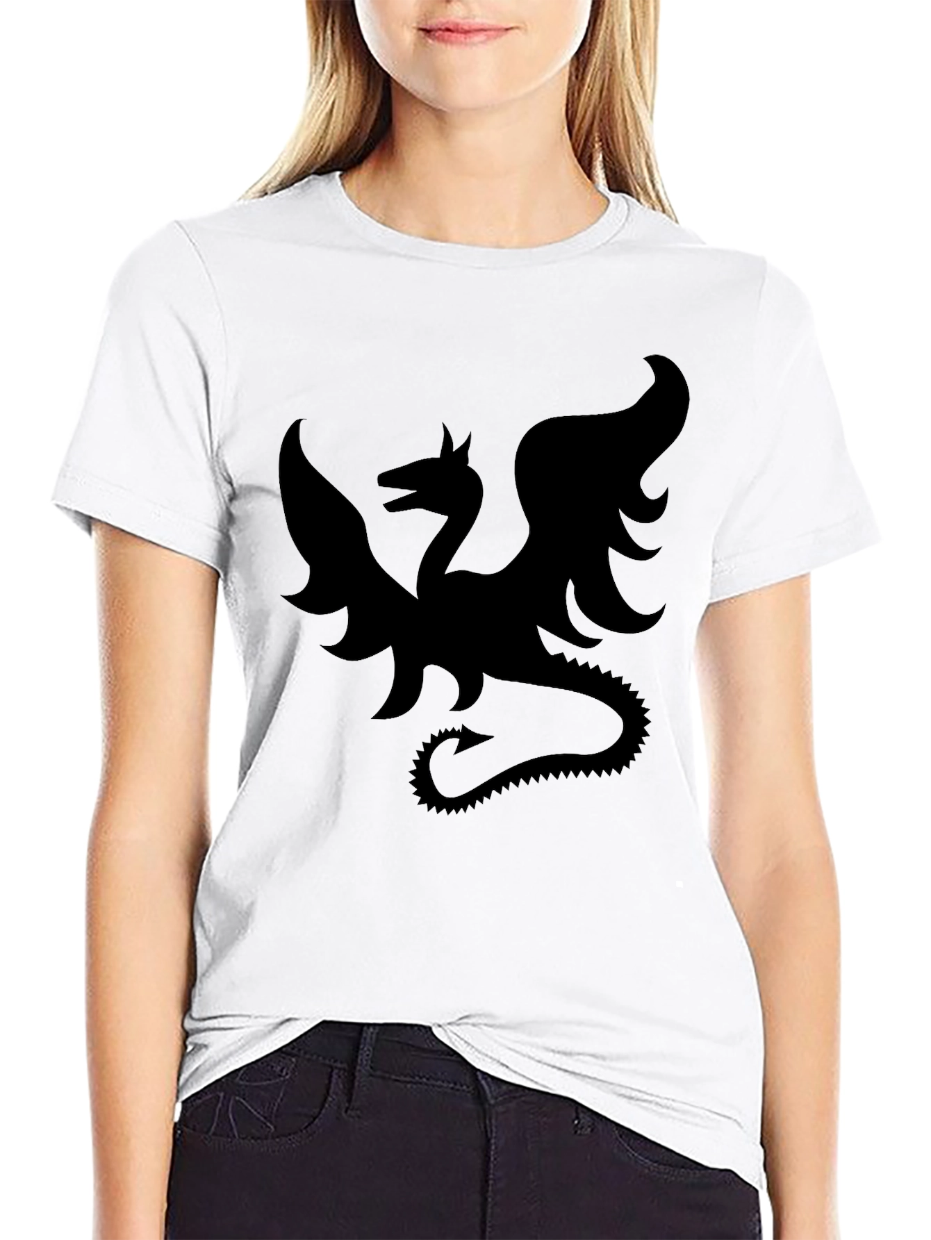 Dragon Silhouette Black T-Shirt - Mythical Creature Tee