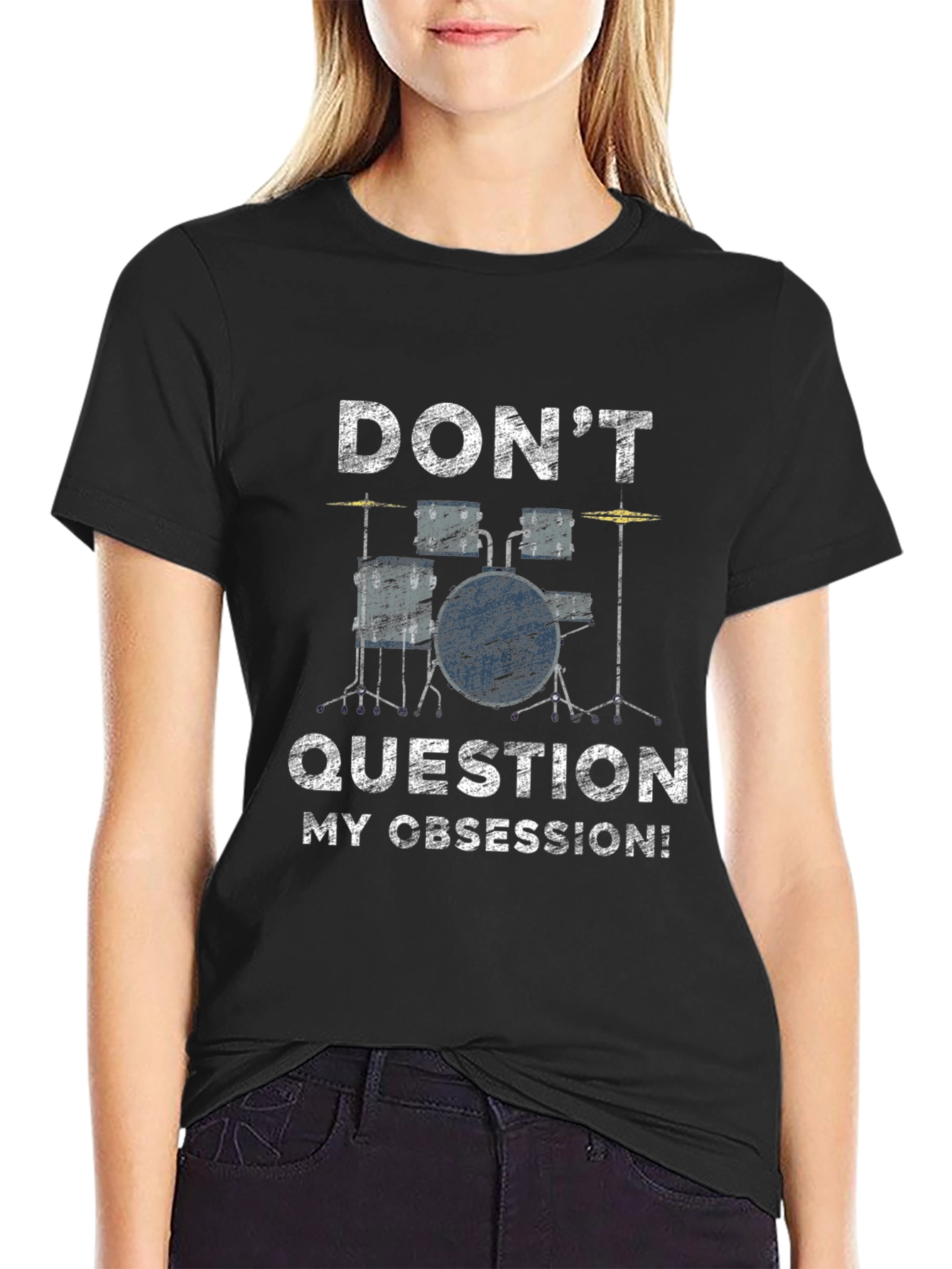 Drummer Obsession Graphic Tee - Black Cotton T-Shirt