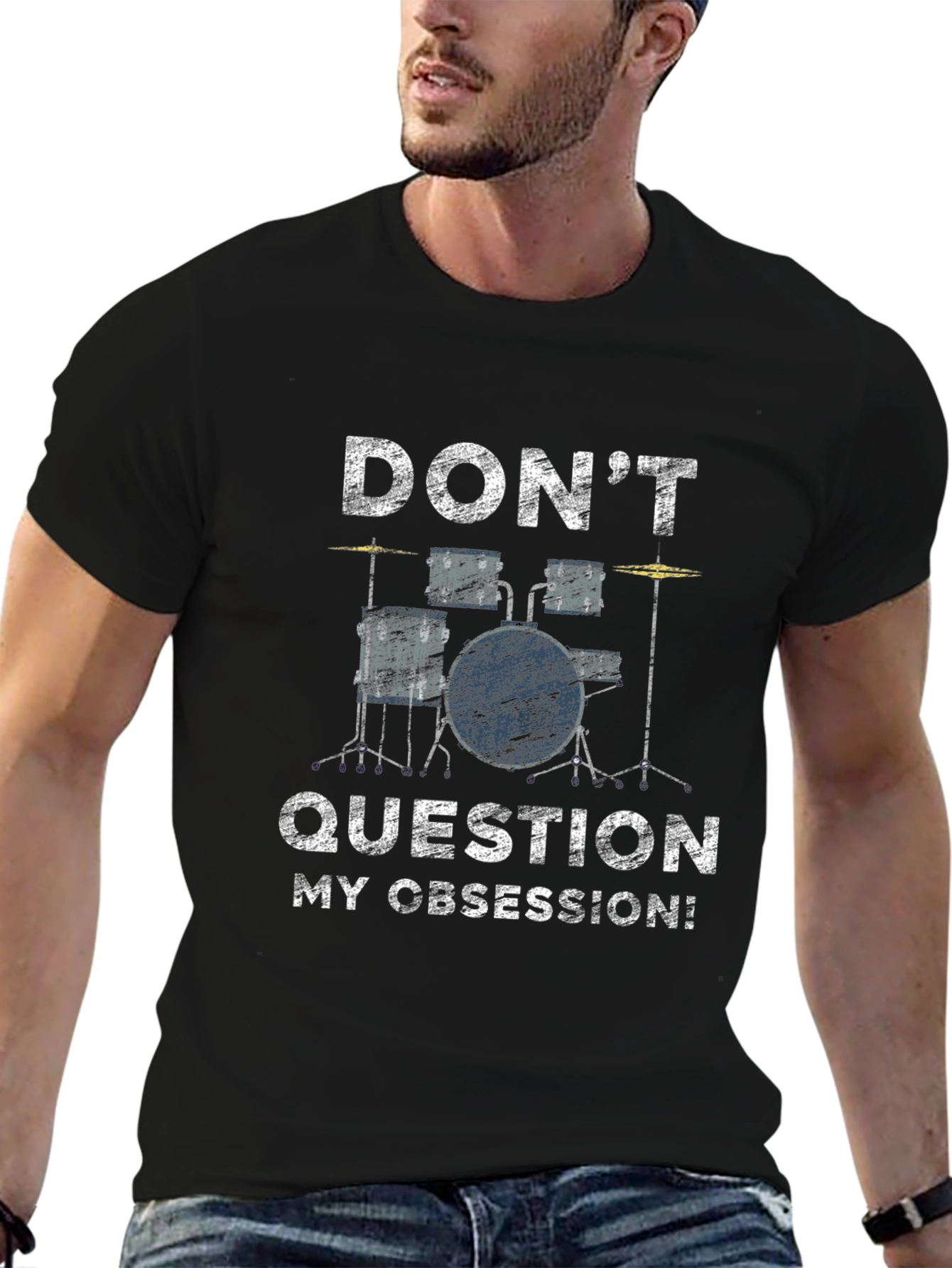 Drummer Obsession Graphic Tee - Black Cotton T-Shirt