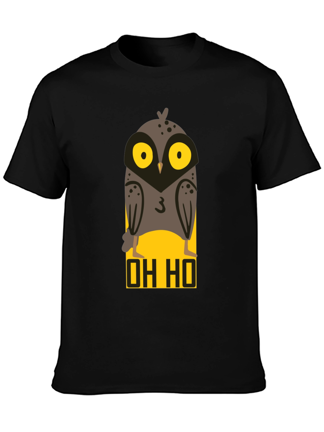 OH HO Owl Graphic T-Shirt - Black Cotton Tee