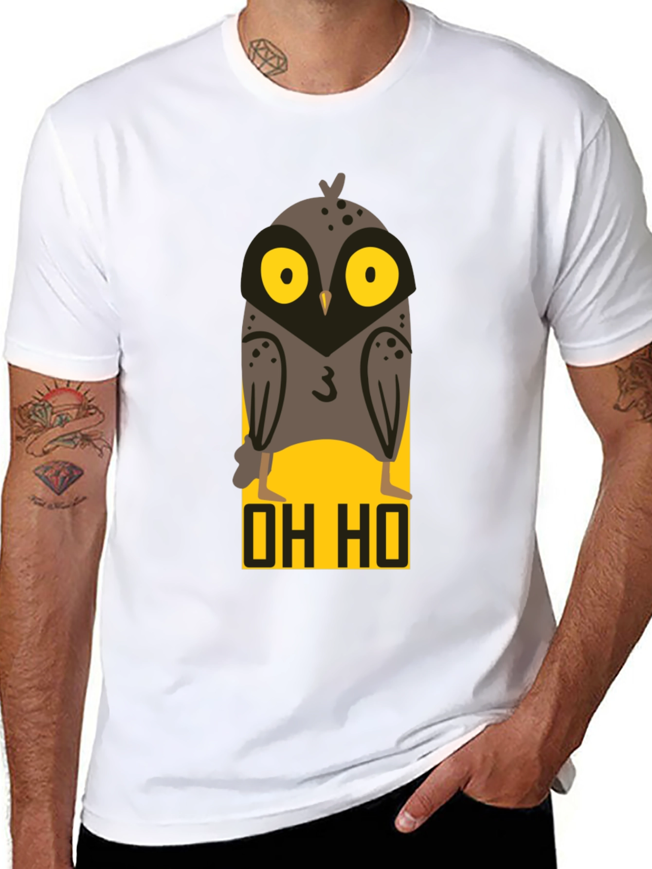 OH HO Owl Graphic T-Shirt - Black Cotton Tee