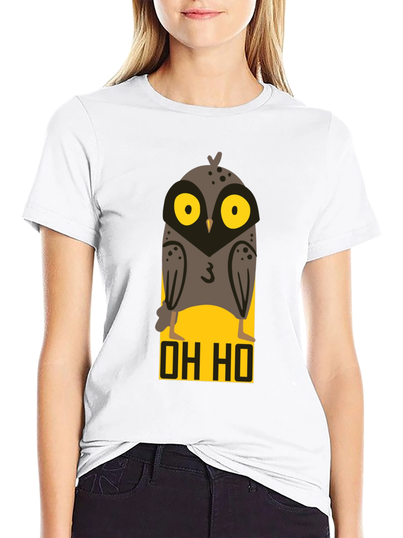 OH HO Owl Graphic T-Shirt - Black Cotton Tee