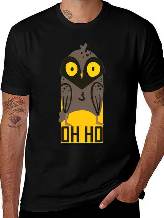 OH HO Owl Graphic T-Shirt - Black Cotton Tee