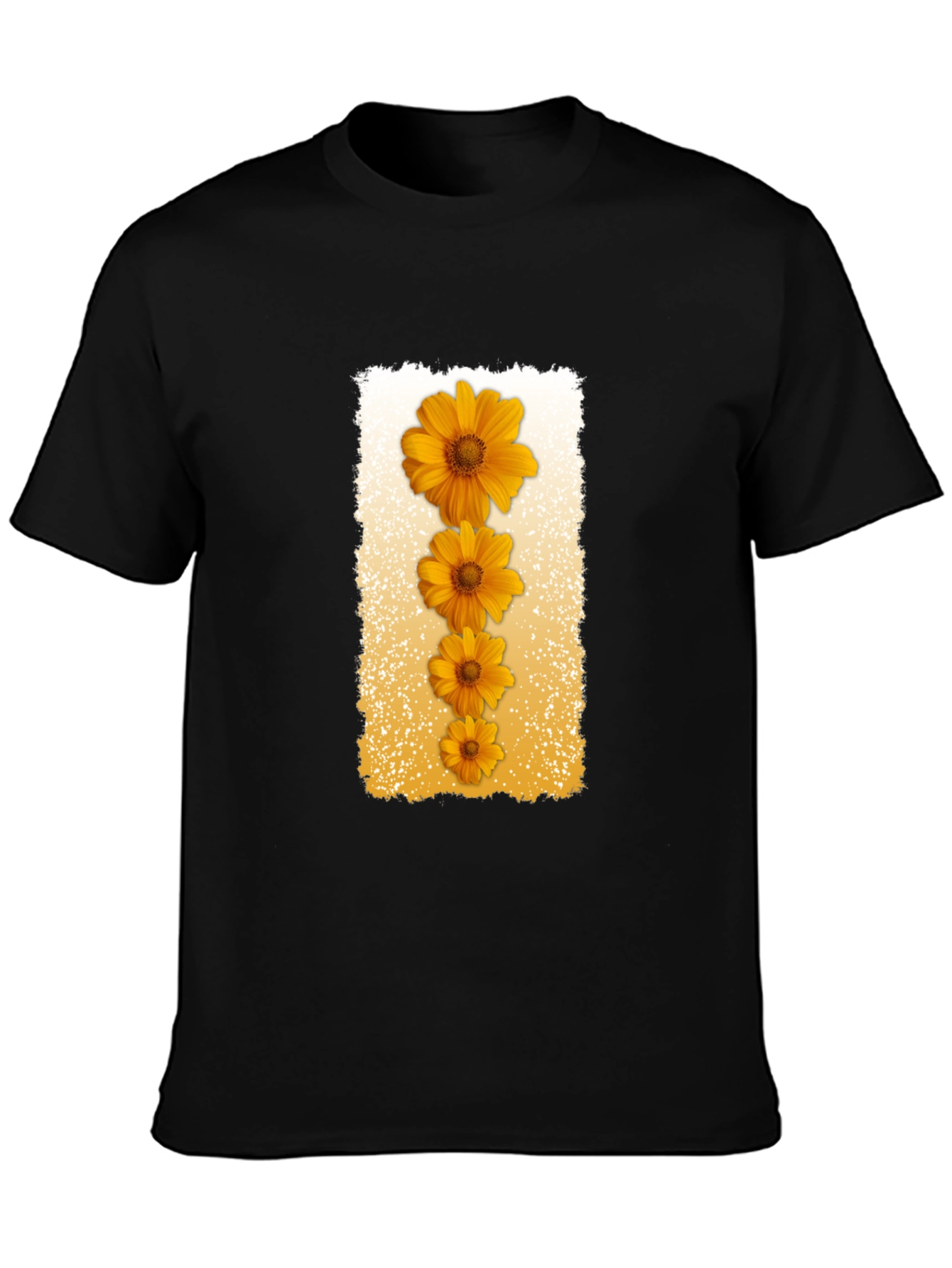 Floral Cascade Black T-Shirt