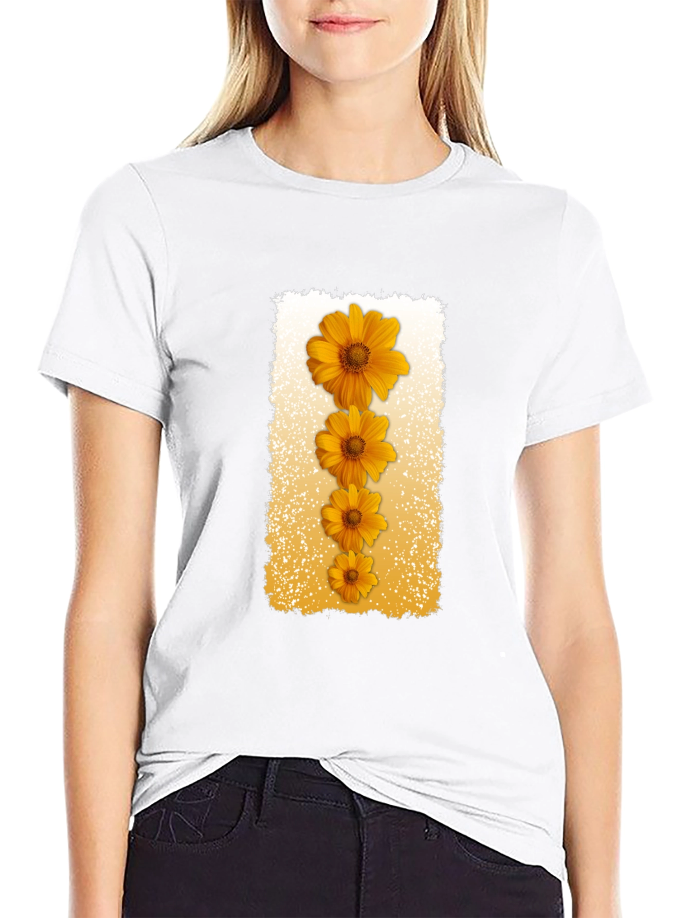 Floral Cascade Black T-Shirt