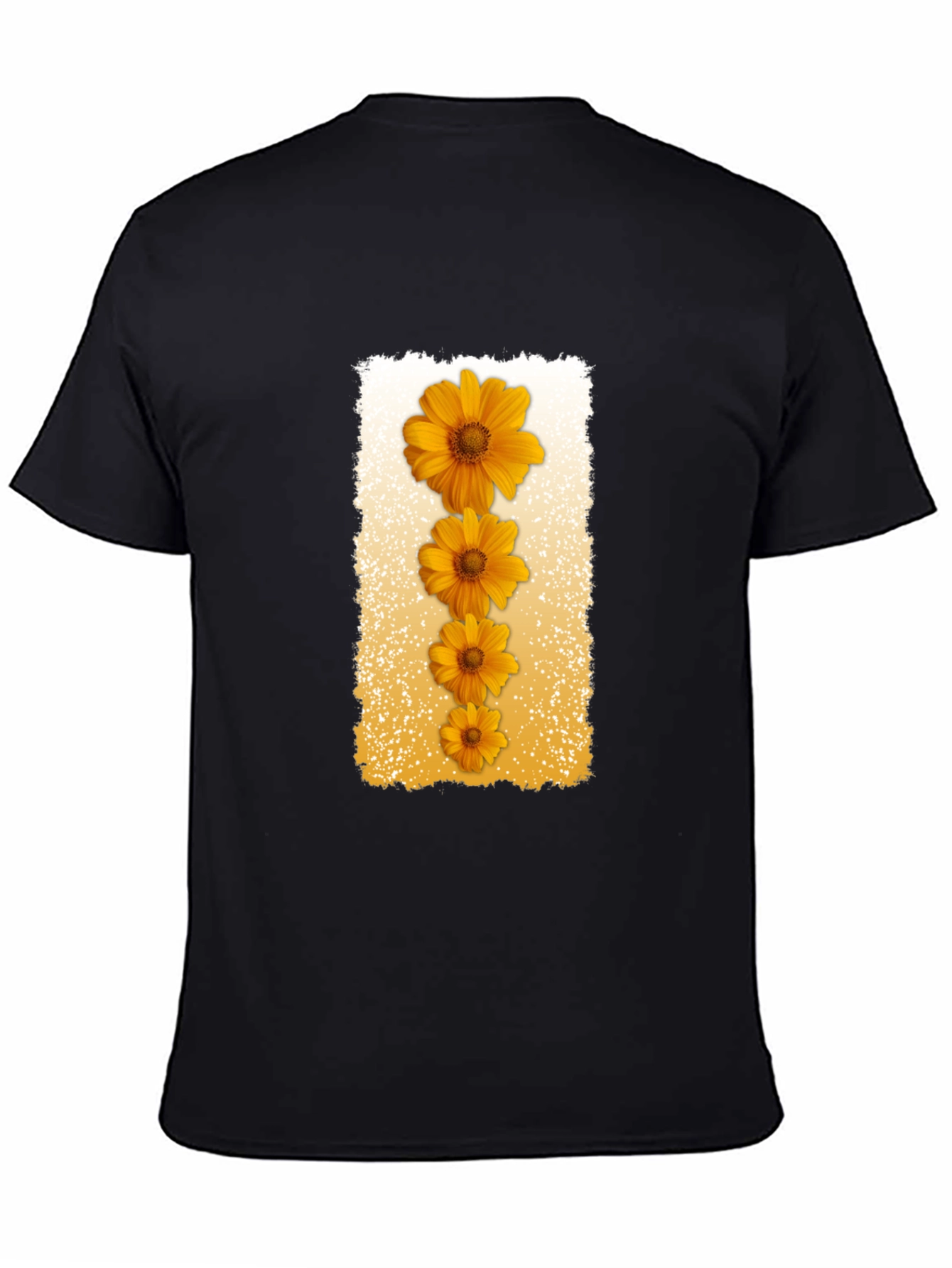 Floral Cascade Black T-Shirt