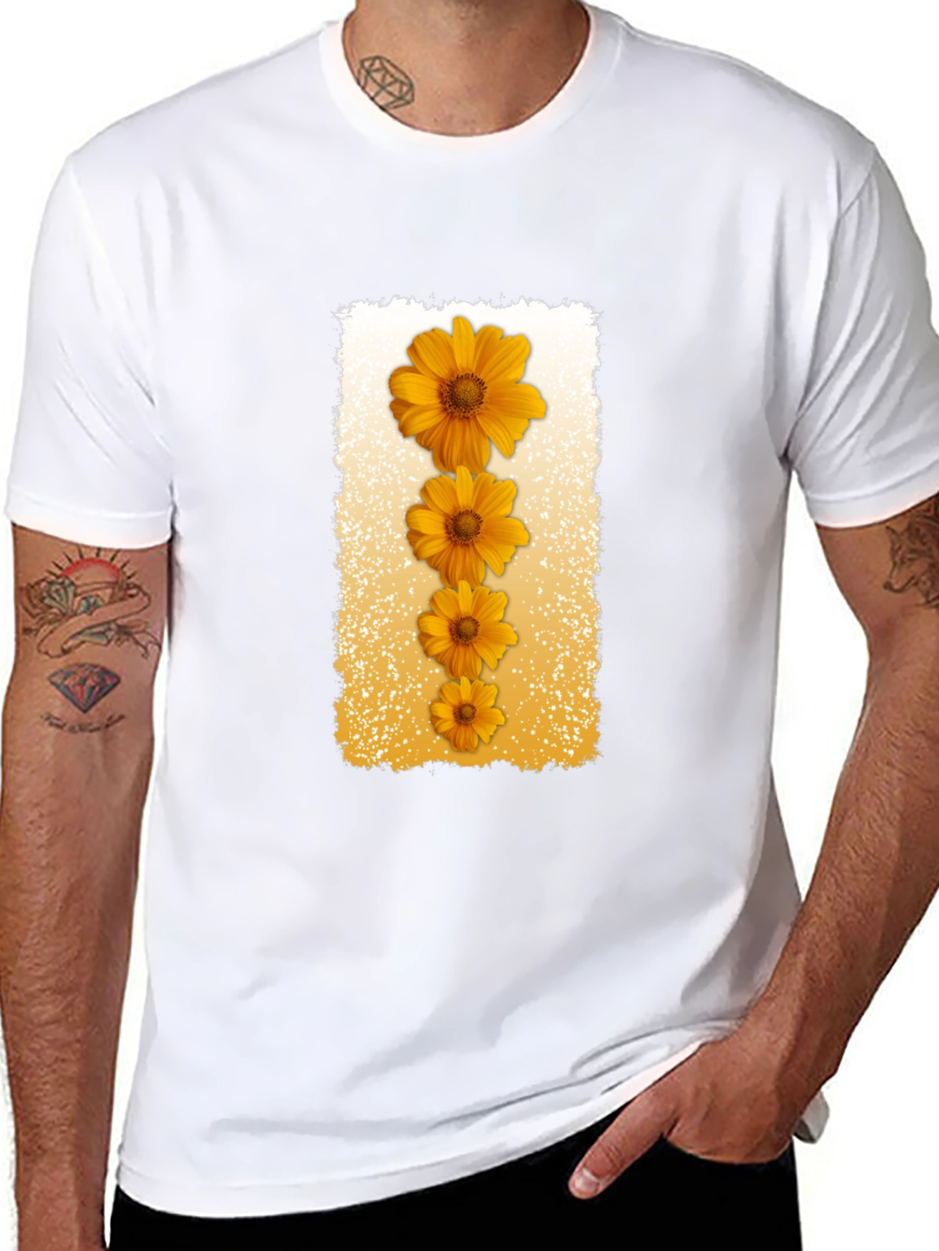 Floral Cascade Black T-Shirt