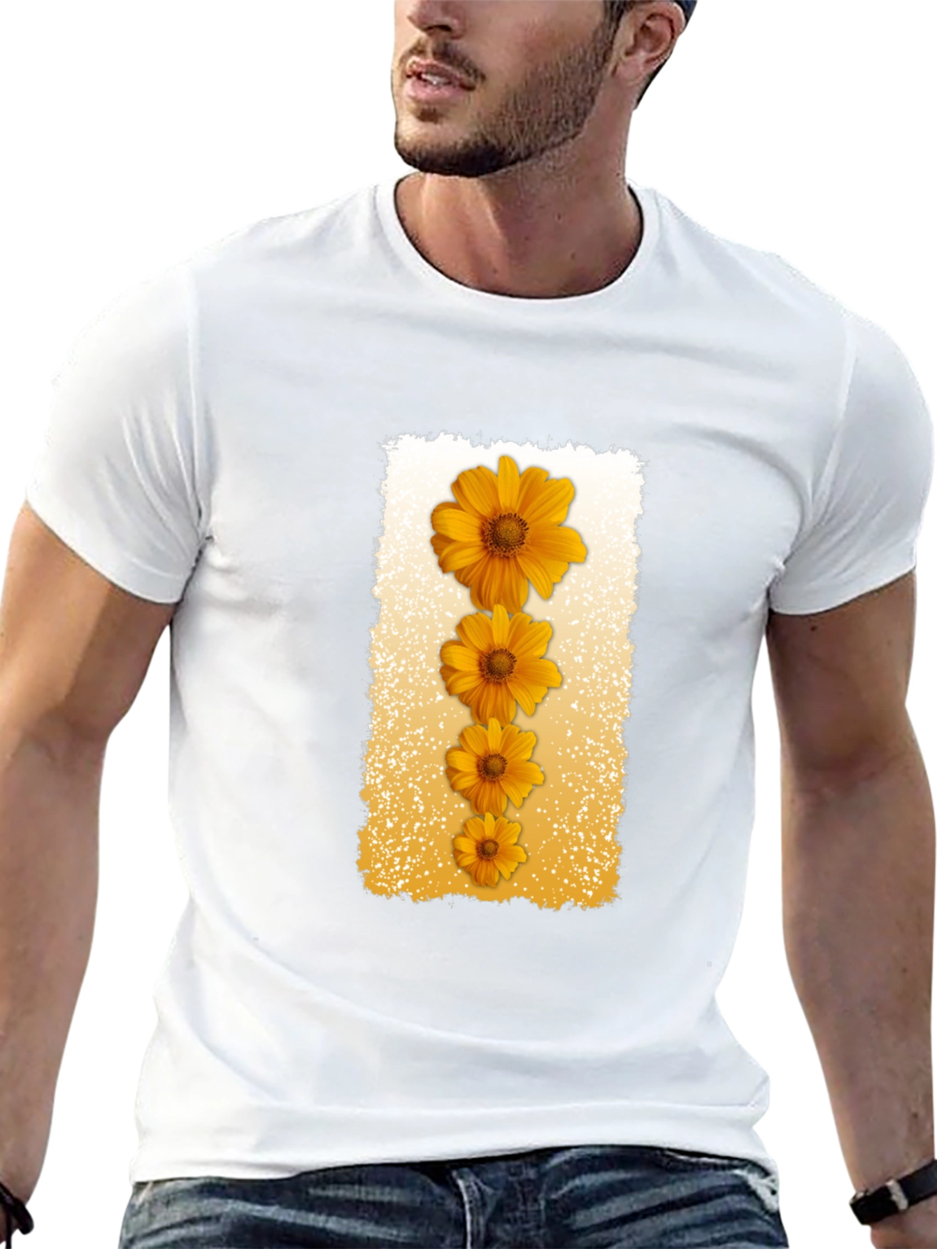 Floral Cascade Black T-Shirt